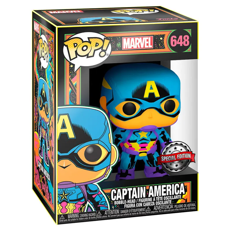 Marvel POP! Marvel Black Light Figurina Vinil Căpitanul America 9 cm poza produsului