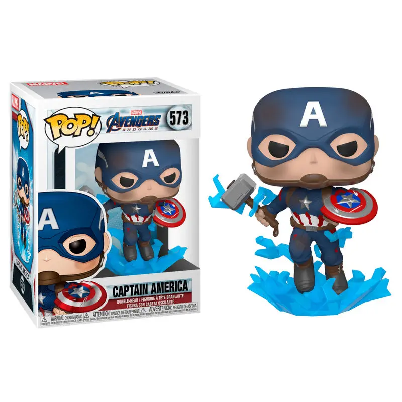 Avengers: Endgame POP! Movies figurină de vinil Căpitanul America cu Scut Spart și Mjölnir 9 cm poza produsului