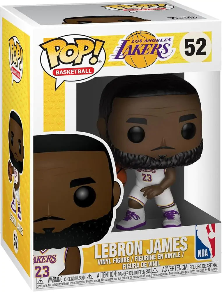 Figurină de vinil sportivă NBA POP! LeBron James Uniformă albă (Lakers) 9 cm poza produsului