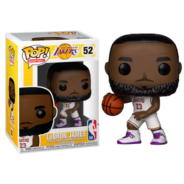 Figurină de vinil sportivă NBA POP! LeBron James Uniformă albă (Lakers) 9 cm poza produsului