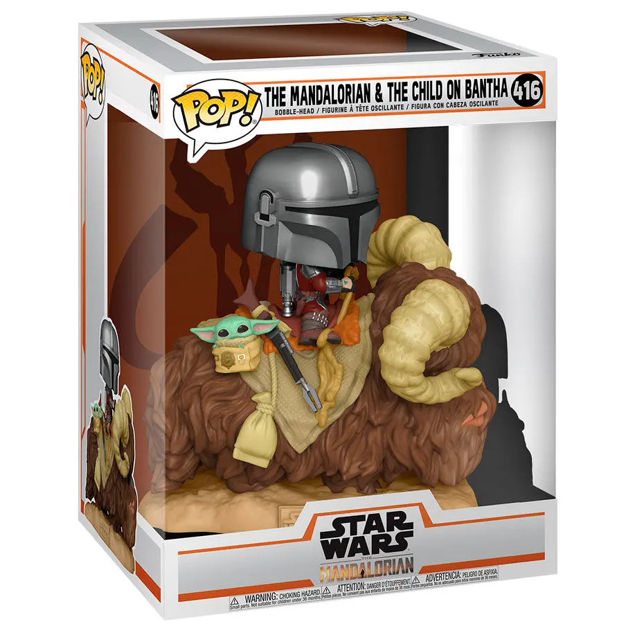 Star Wars The Mandalorian POP! Figurina Deluxe Vinil Mandalorianul pe Wantha cu Copilul în Sac 9 cm poza produsului