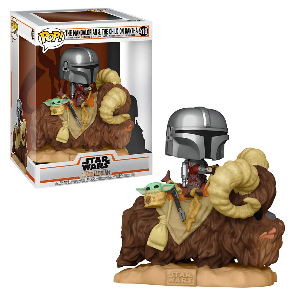 Star Wars The Mandalorian POP! Figurina Deluxe Vinil Mandalorianul pe Wantha cu Copilul în Sac 9 cm poza produsului