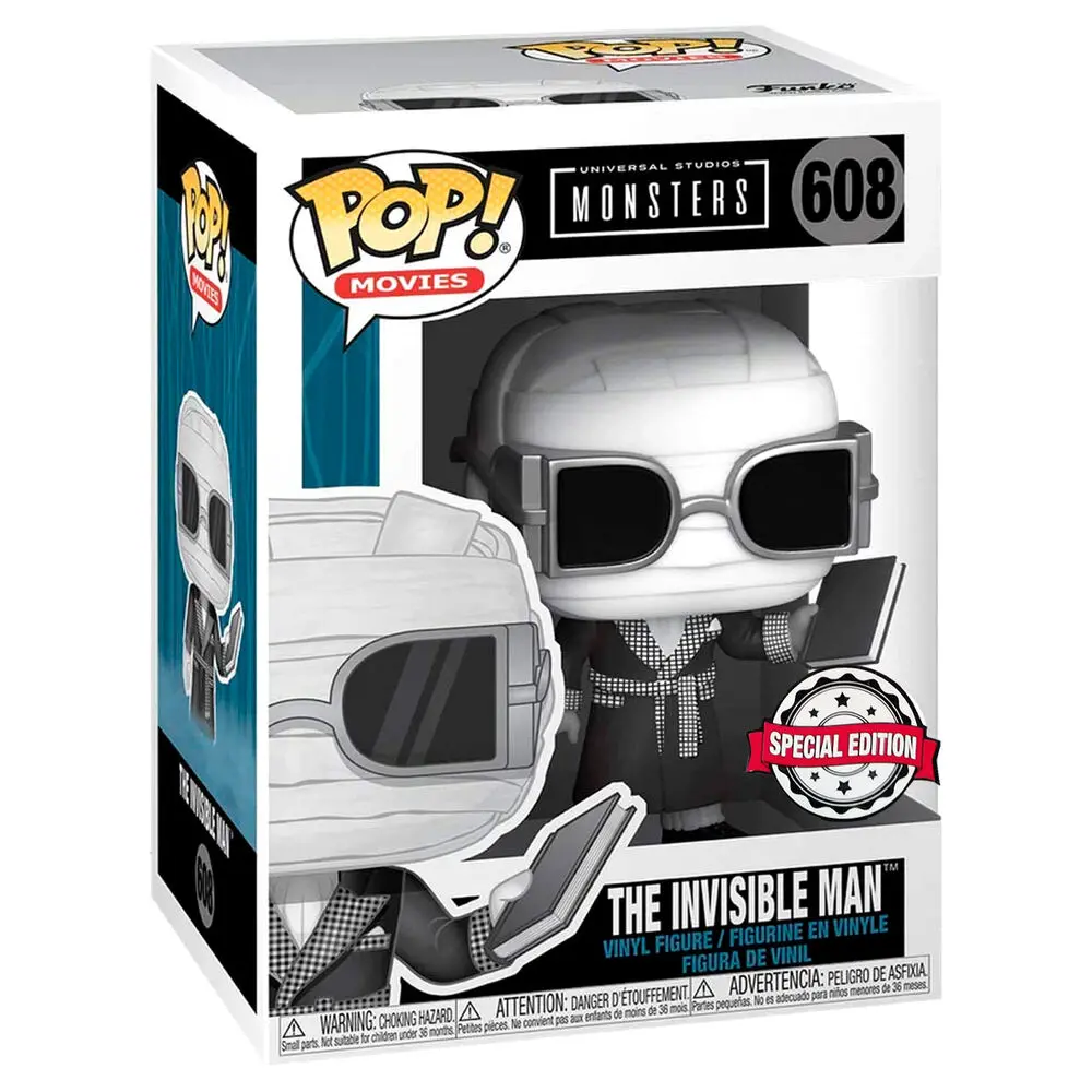 Figurină POP Universal Monsters Invisible Man Alb-negru Exclusiv poza produsului