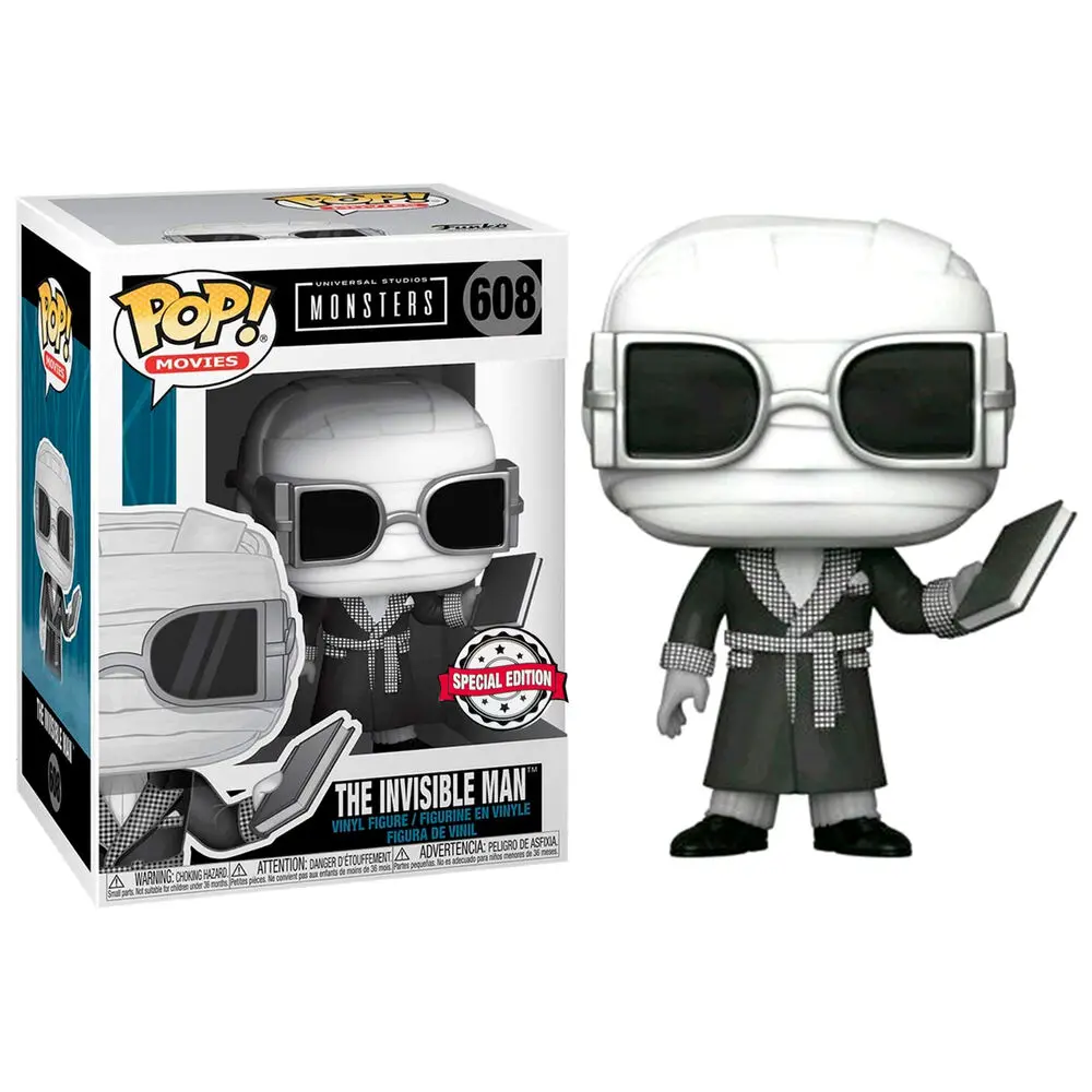 Figurină POP Universal Monsters Invisible Man Alb-negru Exclusiv poza produsului