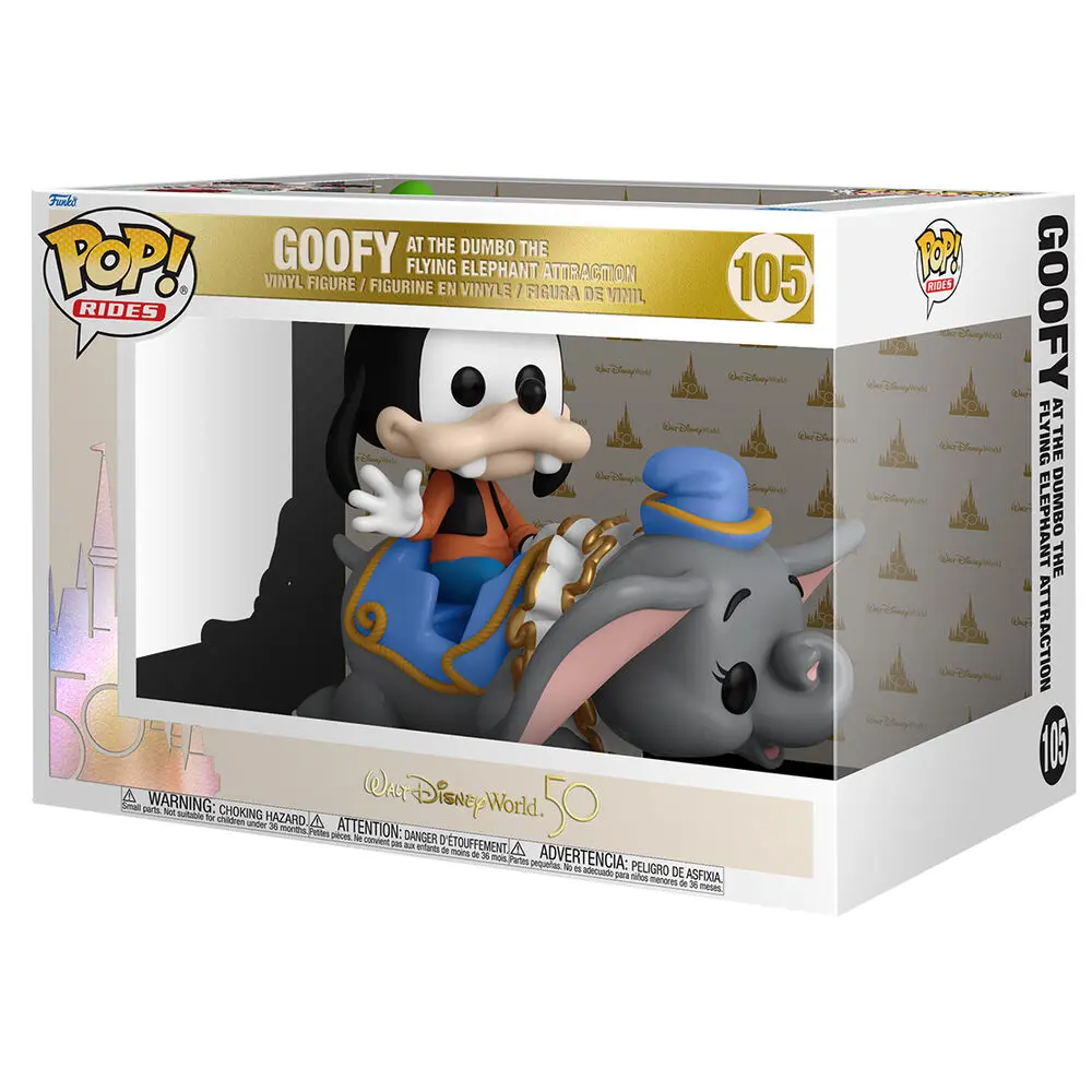 Walt Disney World 50th Anniversary POP! Rides Figurina Super Deluxe de Vinil Dumbo cu Goofy 15 cm poza produsului