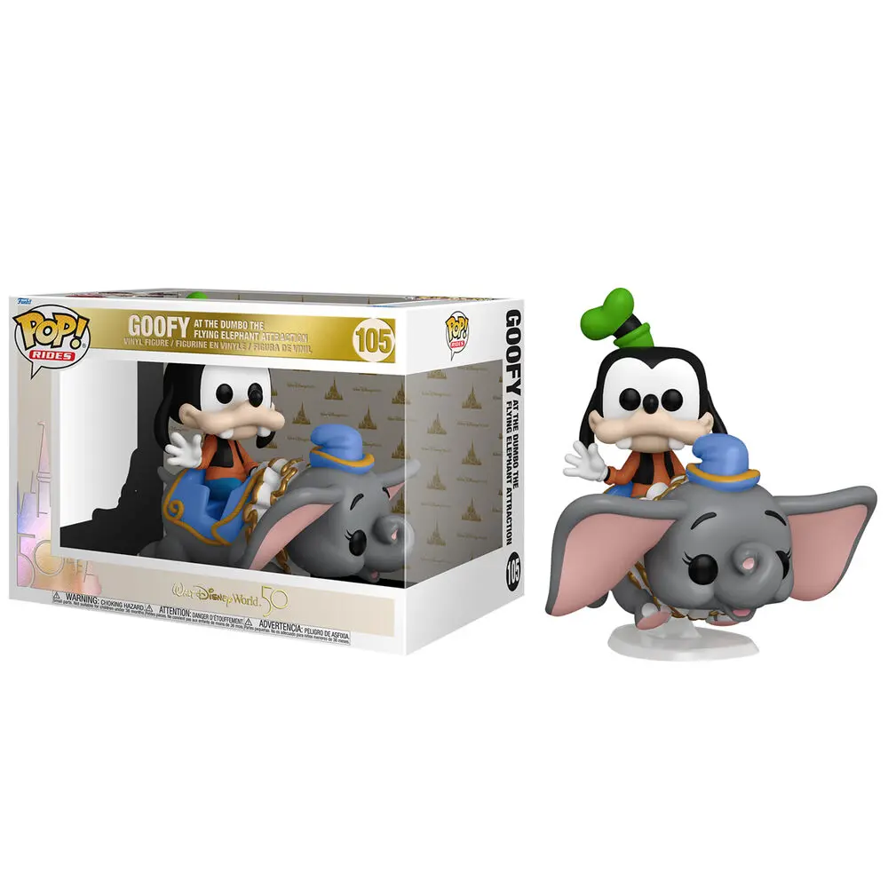 Walt Disney World 50th Anniversary POP! Rides Figurina Super Deluxe de Vinil Dumbo cu Goofy 15 cm poza produsului