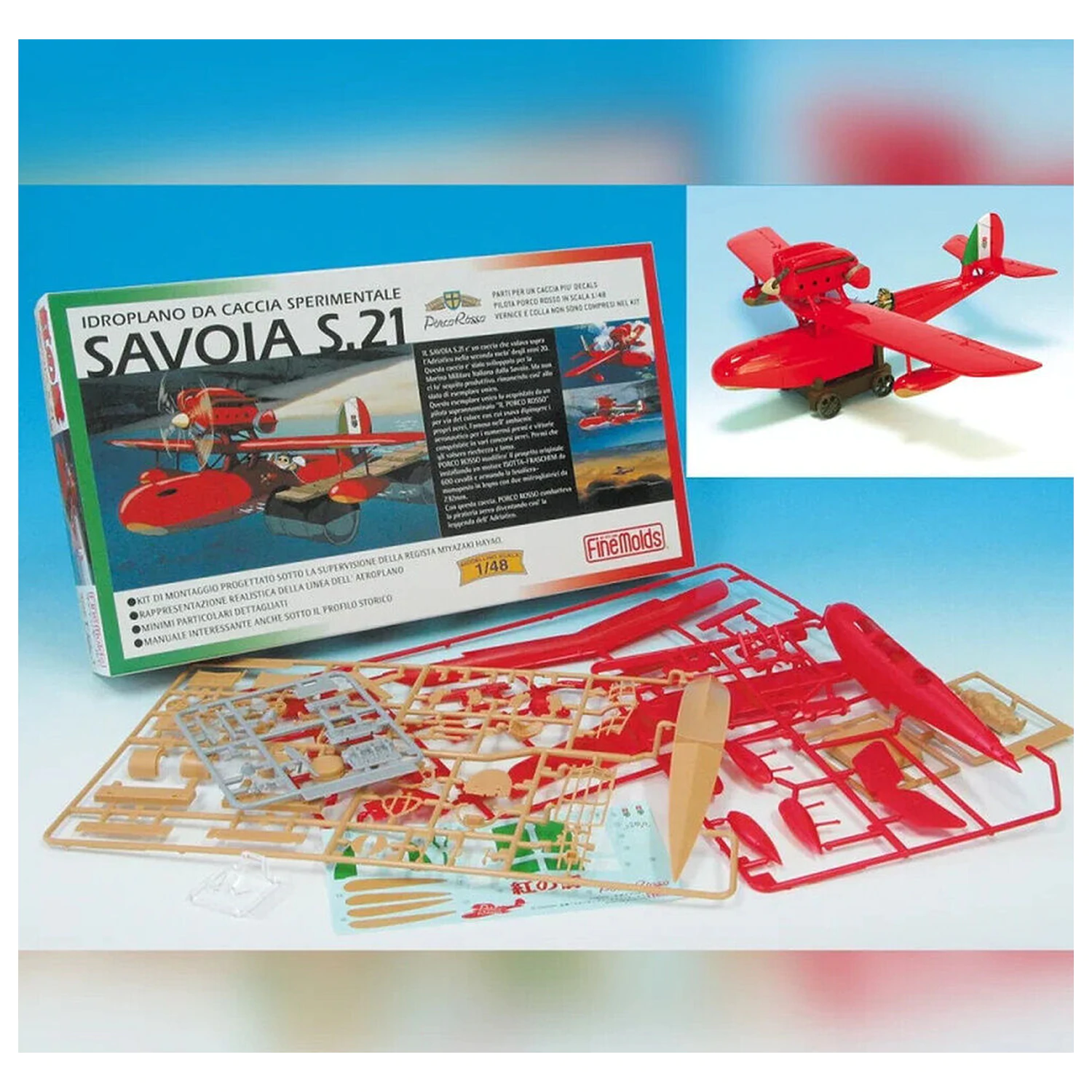 Kit model avion Porco Rosso Savoia S.21 Seaplane + figurina Porco Rosso poza produsului