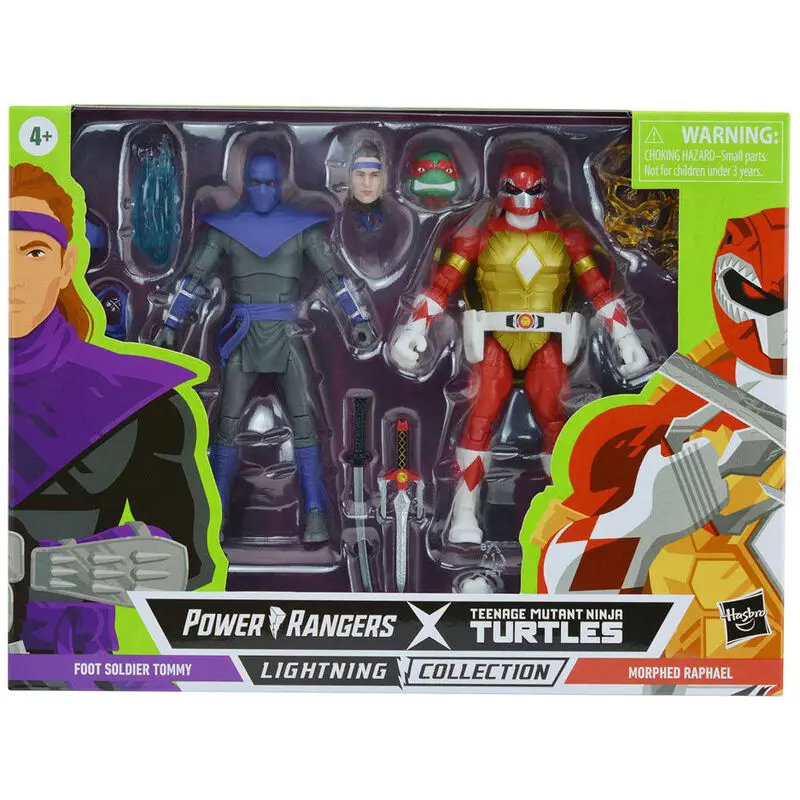 Power Rangers x TMNT Lightning Collection Figurine de acțiune 2022 Soldat Foot Tommy & Raphael Transformat poza produsului