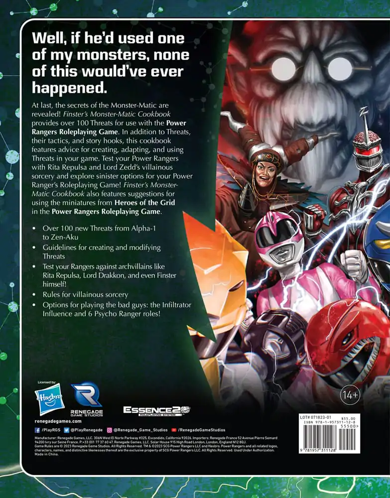 Power Rangers RPG carte Finster's Monster-Matic Cookbook Sourcebook Versiune în engleză poza produsului