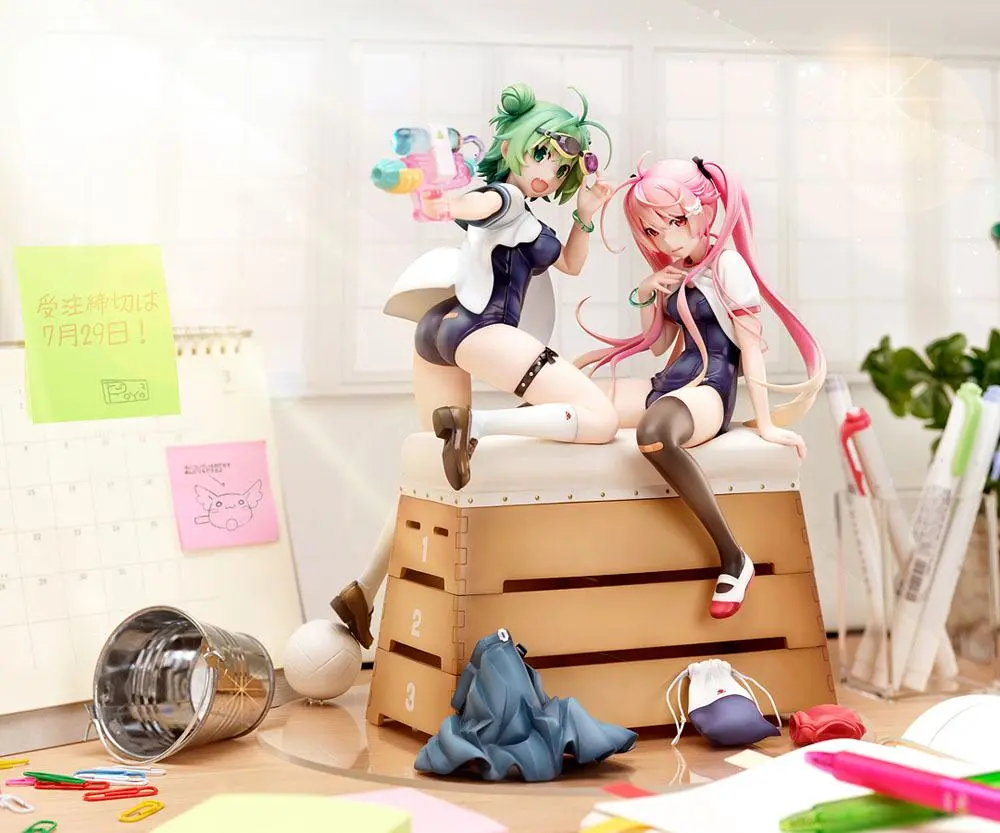 Poyoyon Rock Artwork Collection Statuie PVC 1/5.5 Midori & Pink Sukumizu 28 cm poza produsului