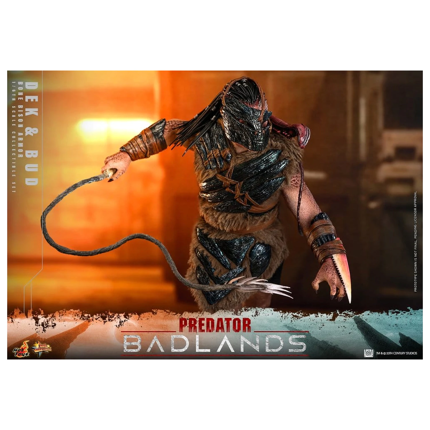 Predator: Badlands Movie Masterpiece Figurine de acțiune 2-Pack 1/6 Dek (Bone Bison Armor) și Bud 31 cm poza produsului