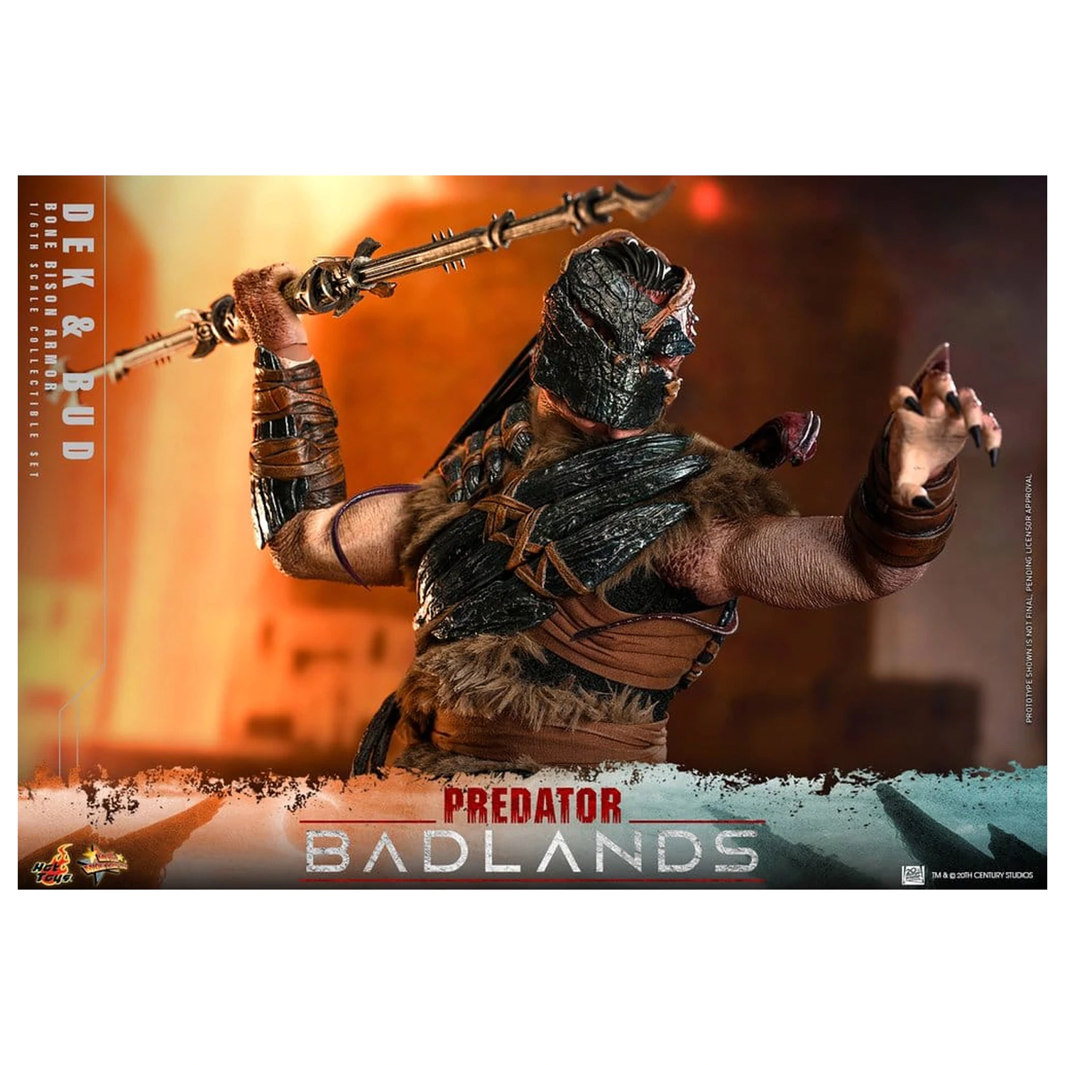 Predator: Badlands Movie Masterpiece Figurine de acțiune 2-Pack 1/6 Dek (Bone Bison Armor) și Bud 31 cm poza produsului