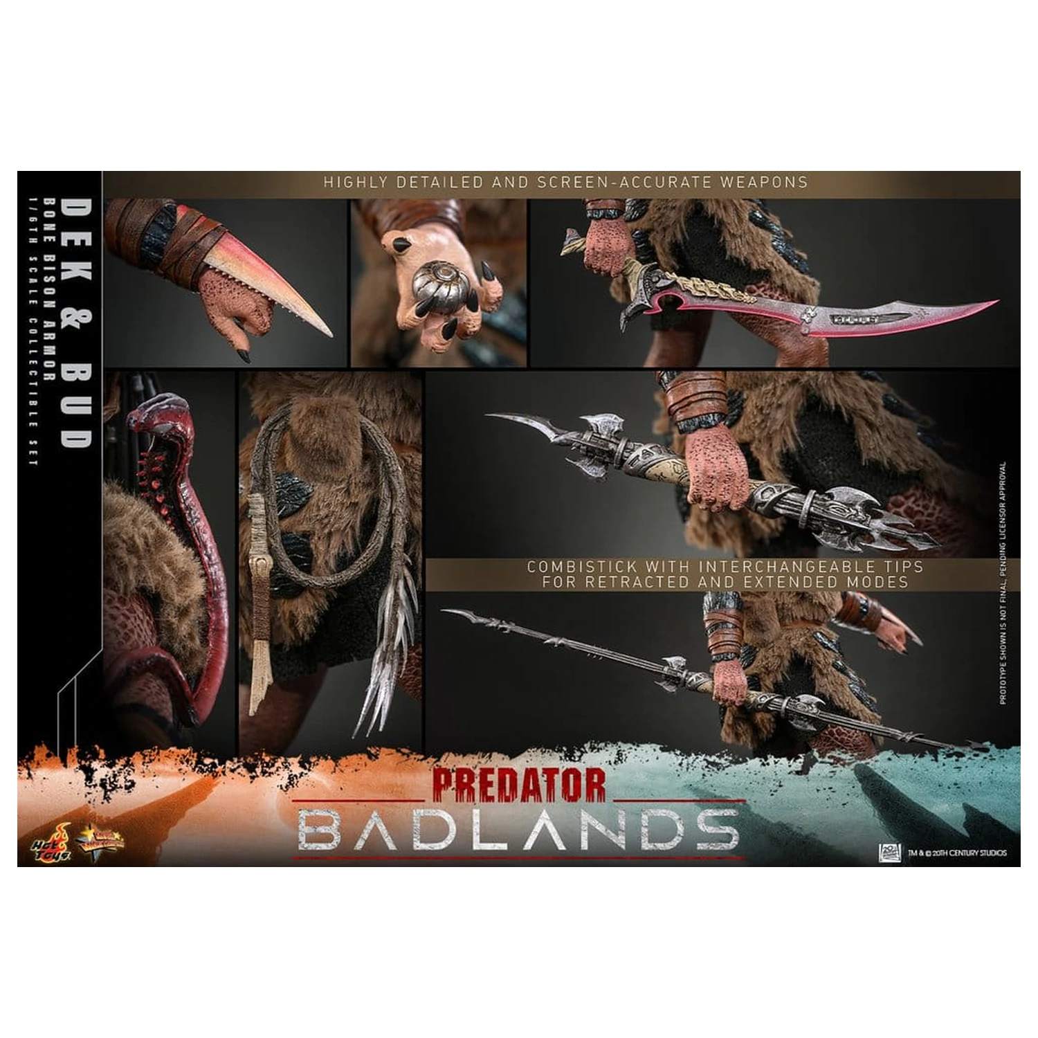 Predator: Badlands Movie Masterpiece Figurine de acțiune 2-Pack 1/6 Dek (Bone Bison Armor) și Bud 31 cm poza produsului
