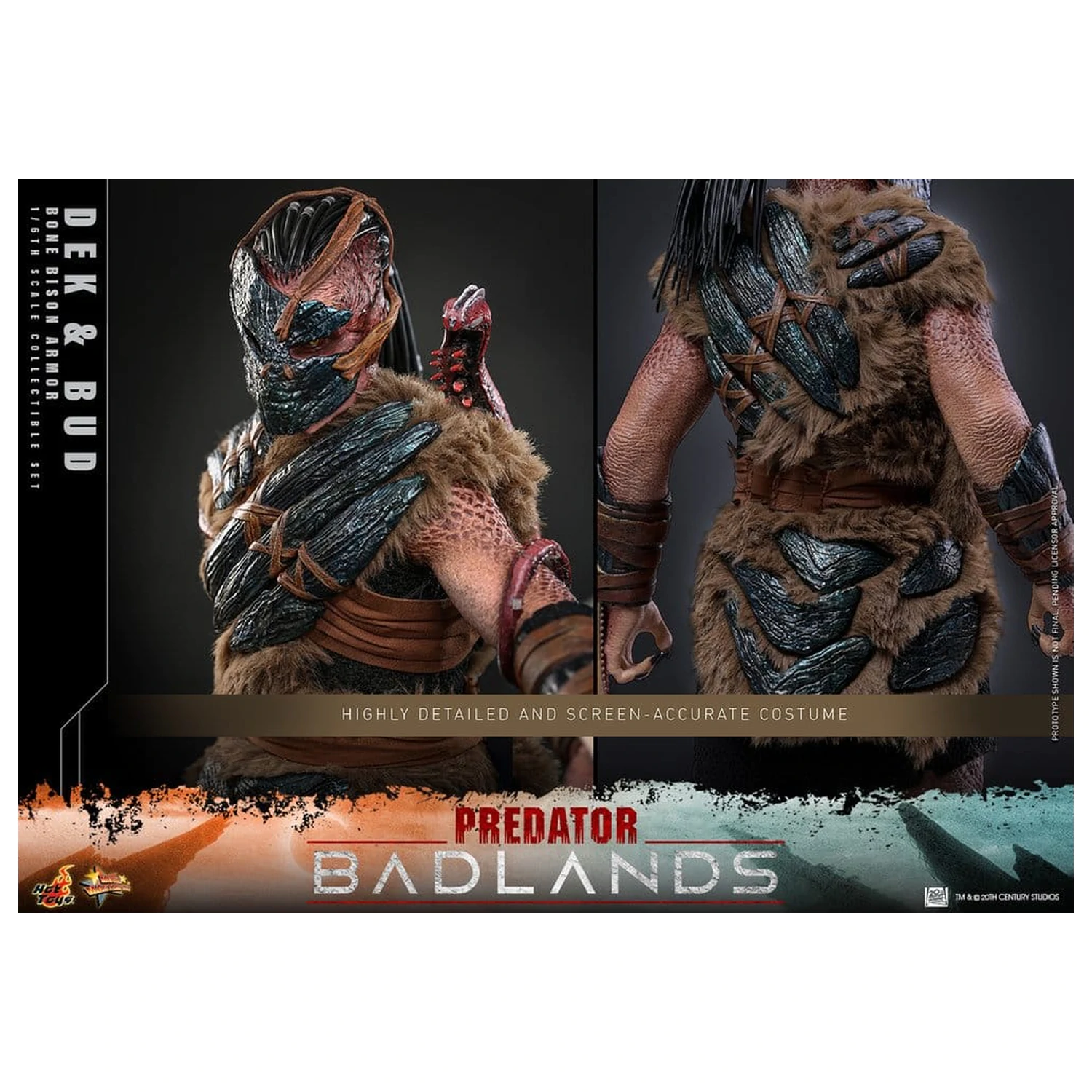 Predator: Badlands Movie Masterpiece Figurine de acțiune 2-Pack 1/6 Dek (Bone Bison Armor) și Bud 31 cm poza produsului