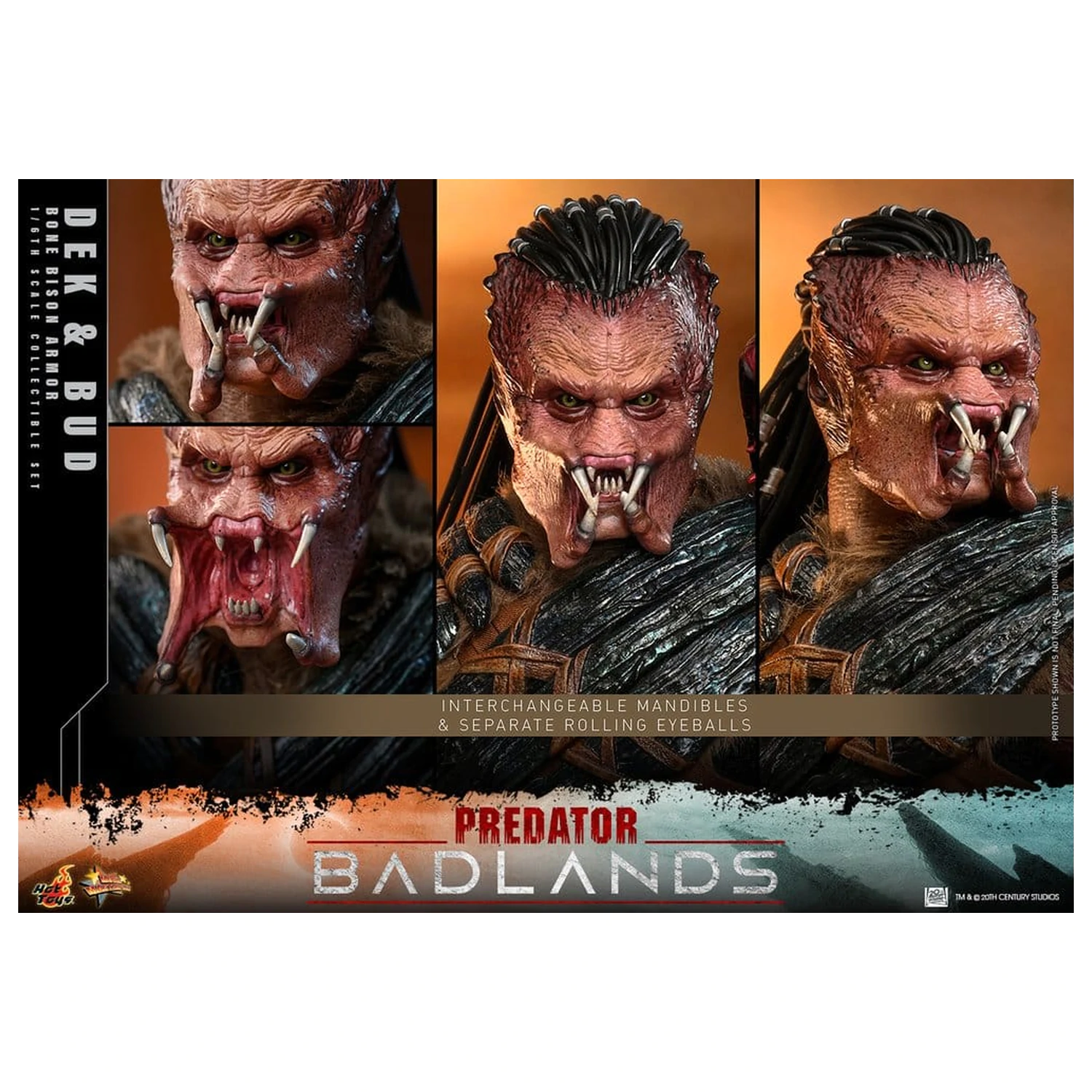 Predator: Badlands Movie Masterpiece Figurine de acțiune 2-Pack 1/6 Dek (Bone Bison Armor) și Bud 31 cm poza produsului