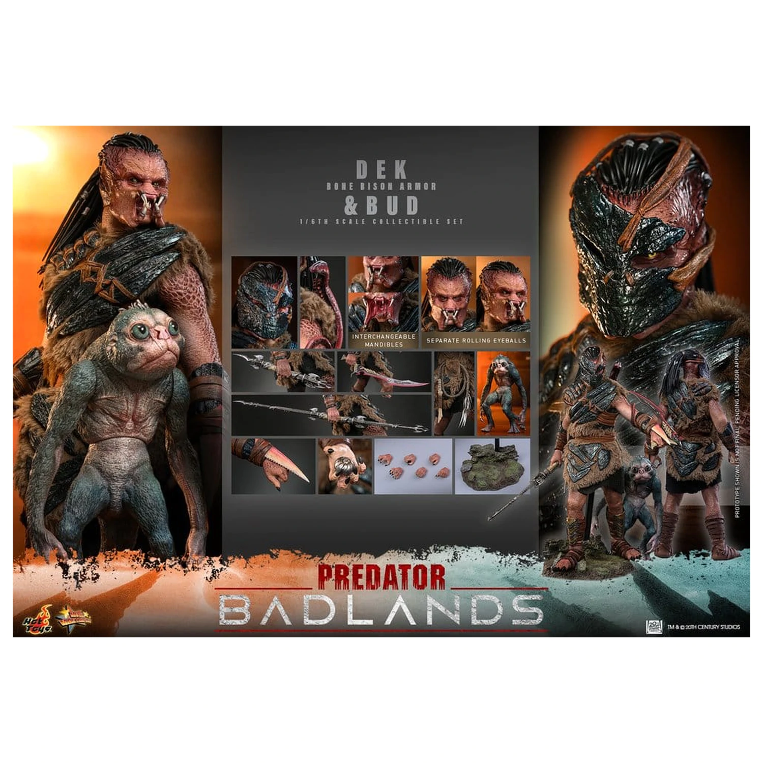 Predator: Badlands Movie Masterpiece Figurine de acțiune 2-Pack 1/6 Dek (Bone Bison Armor) și Bud 31 cm poza produsului