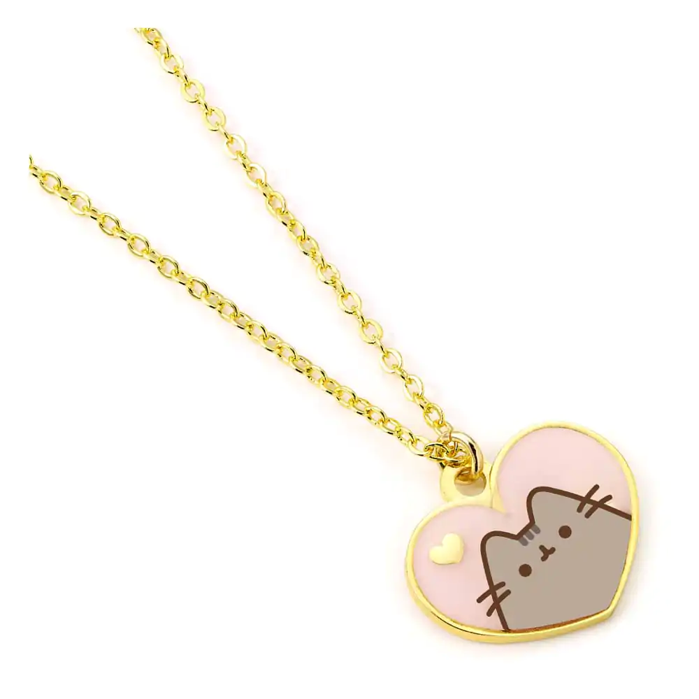 Pusheen Pendant & Colier Inimă roz și aurie poza produsului