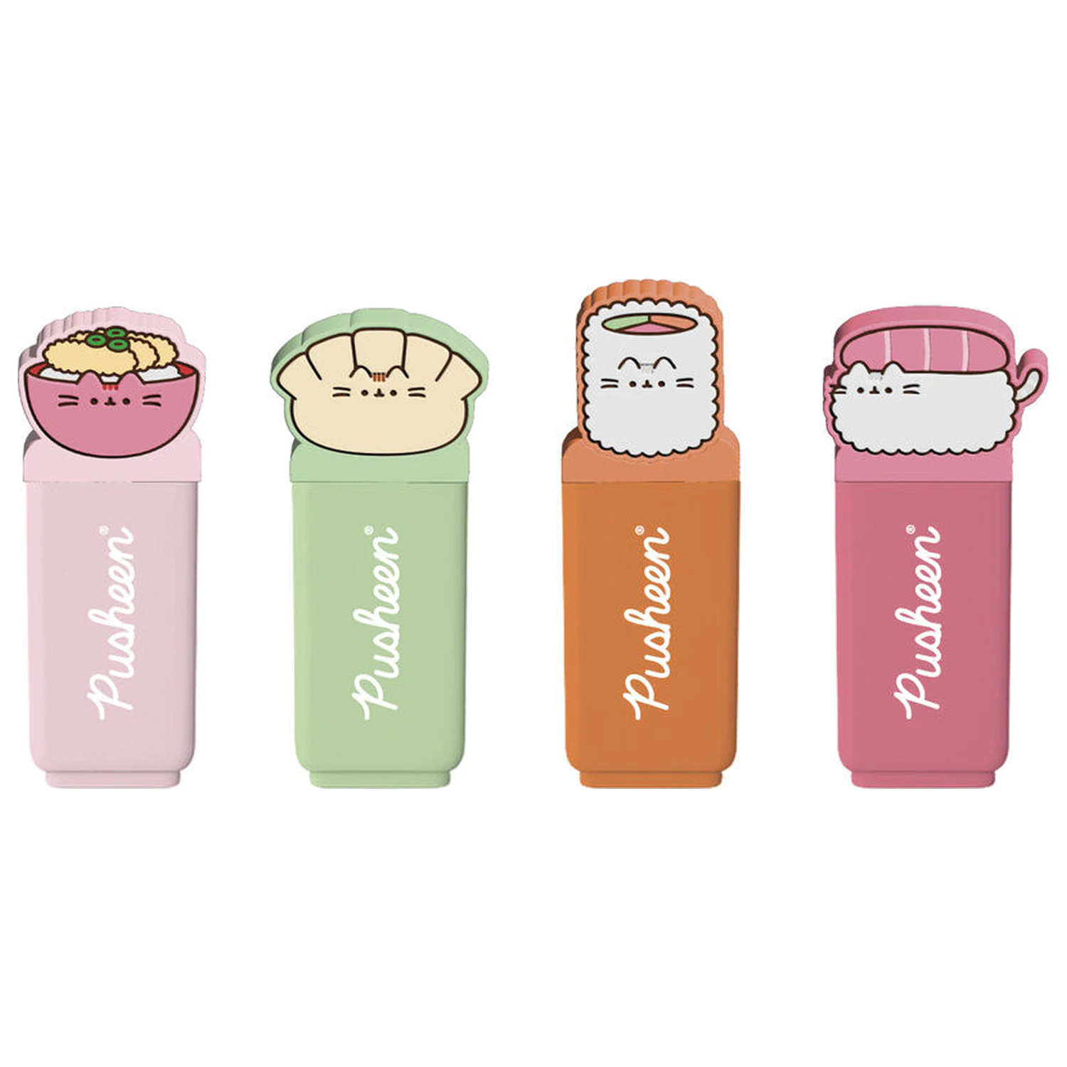 Pusheen Sushi Roll set de 4 evidențiatoare cu topper poza produsului