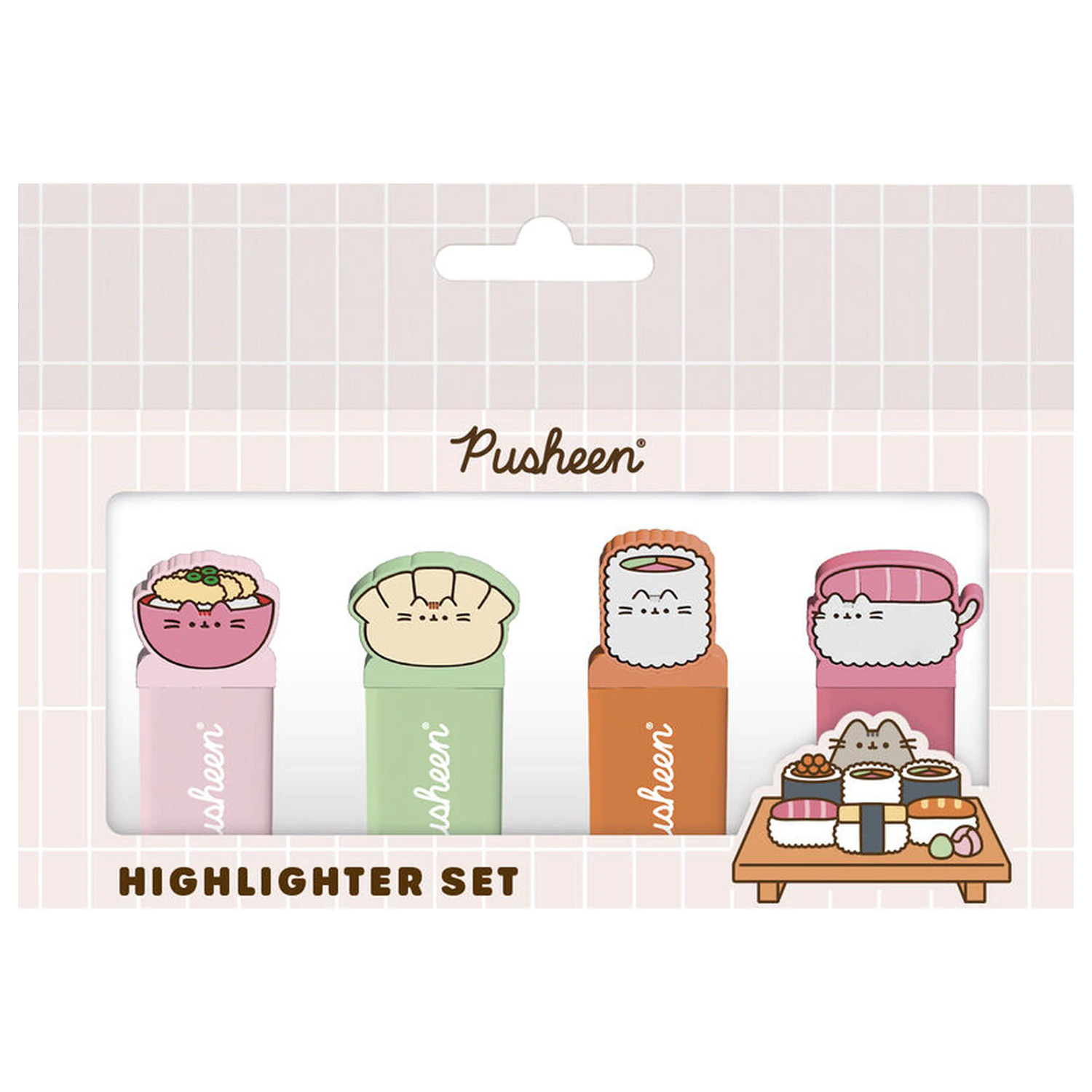 Pusheen Sushi Roll set de 4 evidențiatoare cu topper poza produsului