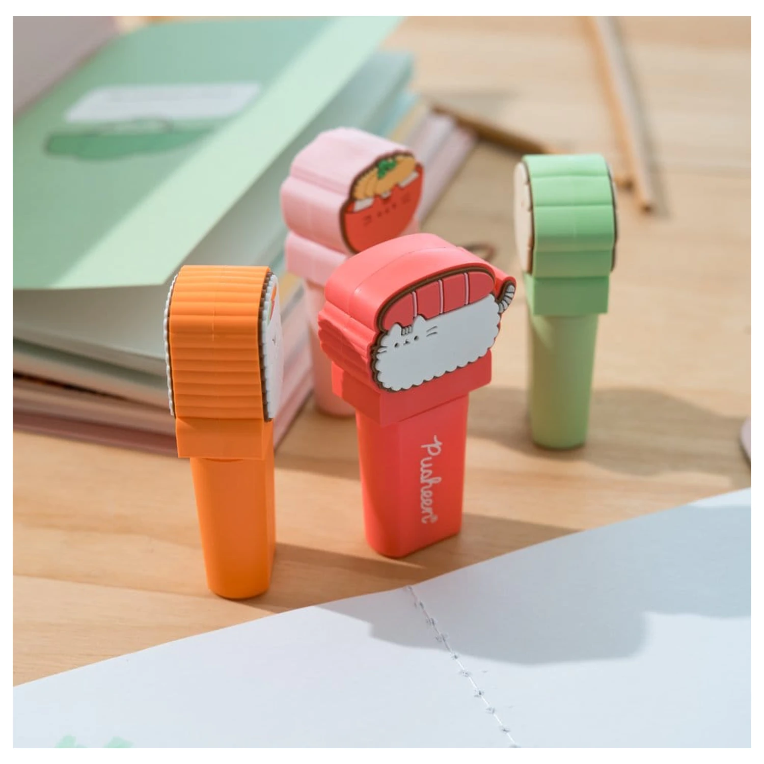 Pusheen Sushi Roll set de 4 evidențiatoare cu topper poza produsului