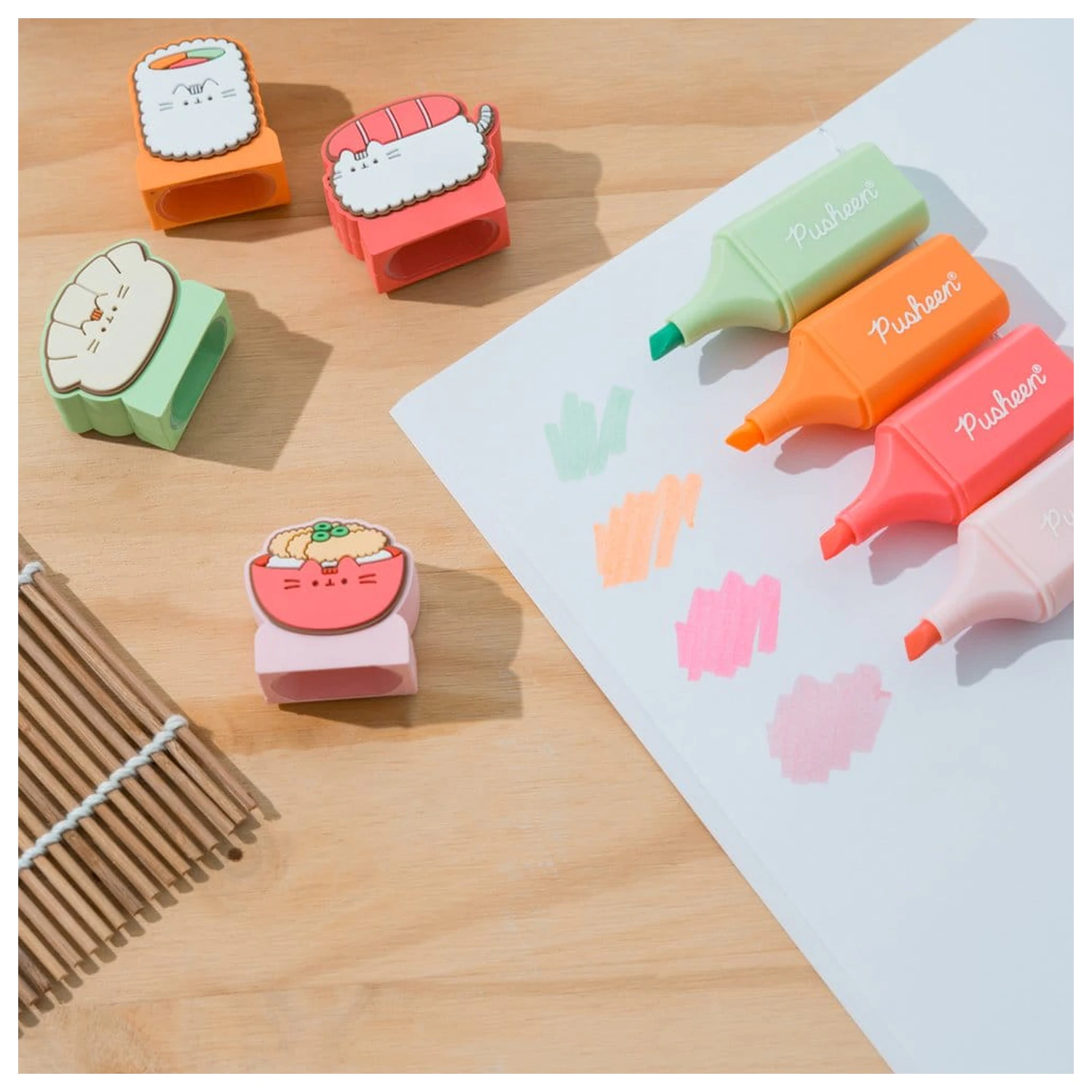 Pusheen Sushi Roll set de 4 evidențiatoare cu topper poza produsului