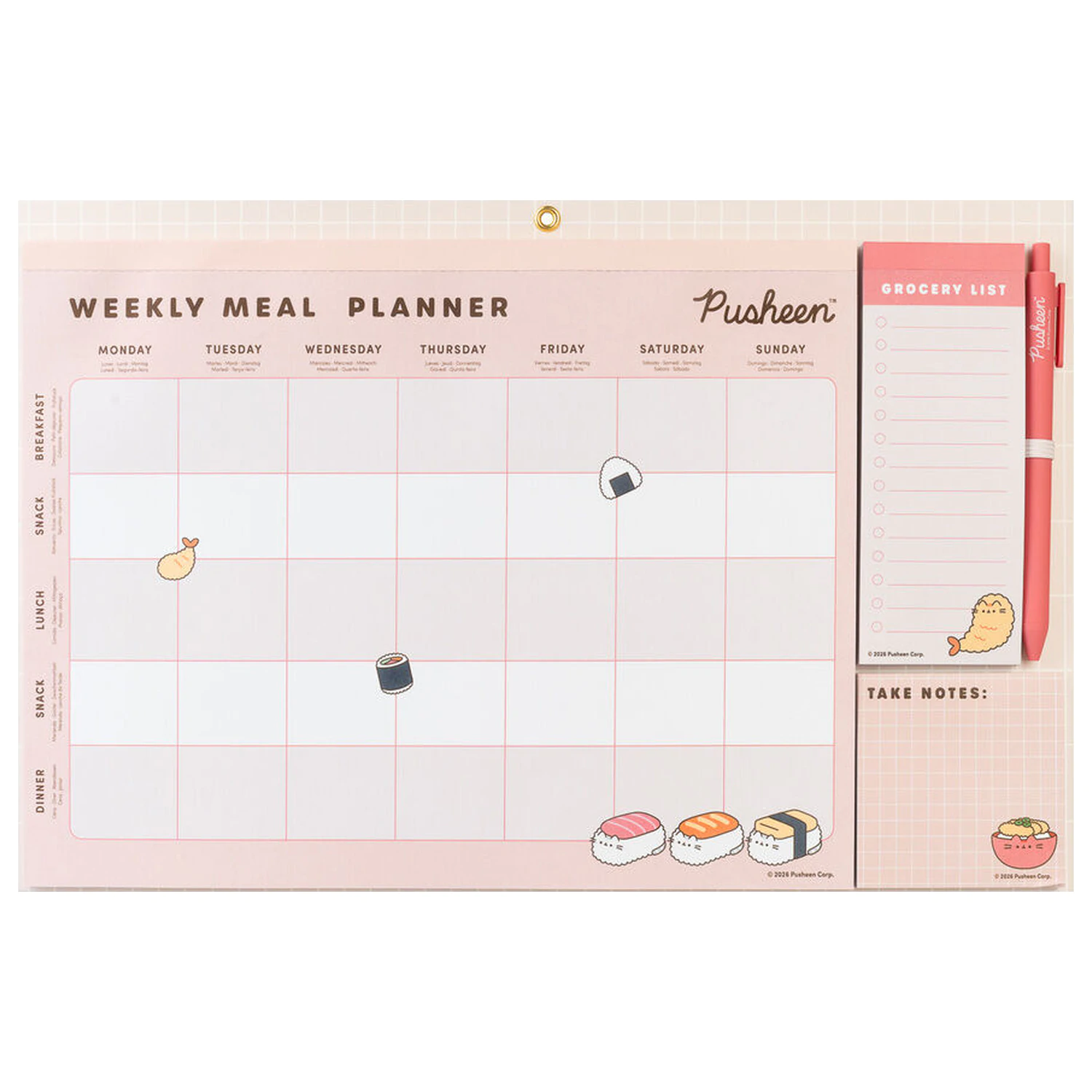 Pusheen Sushi Roll magnetic meal planner poza produsului