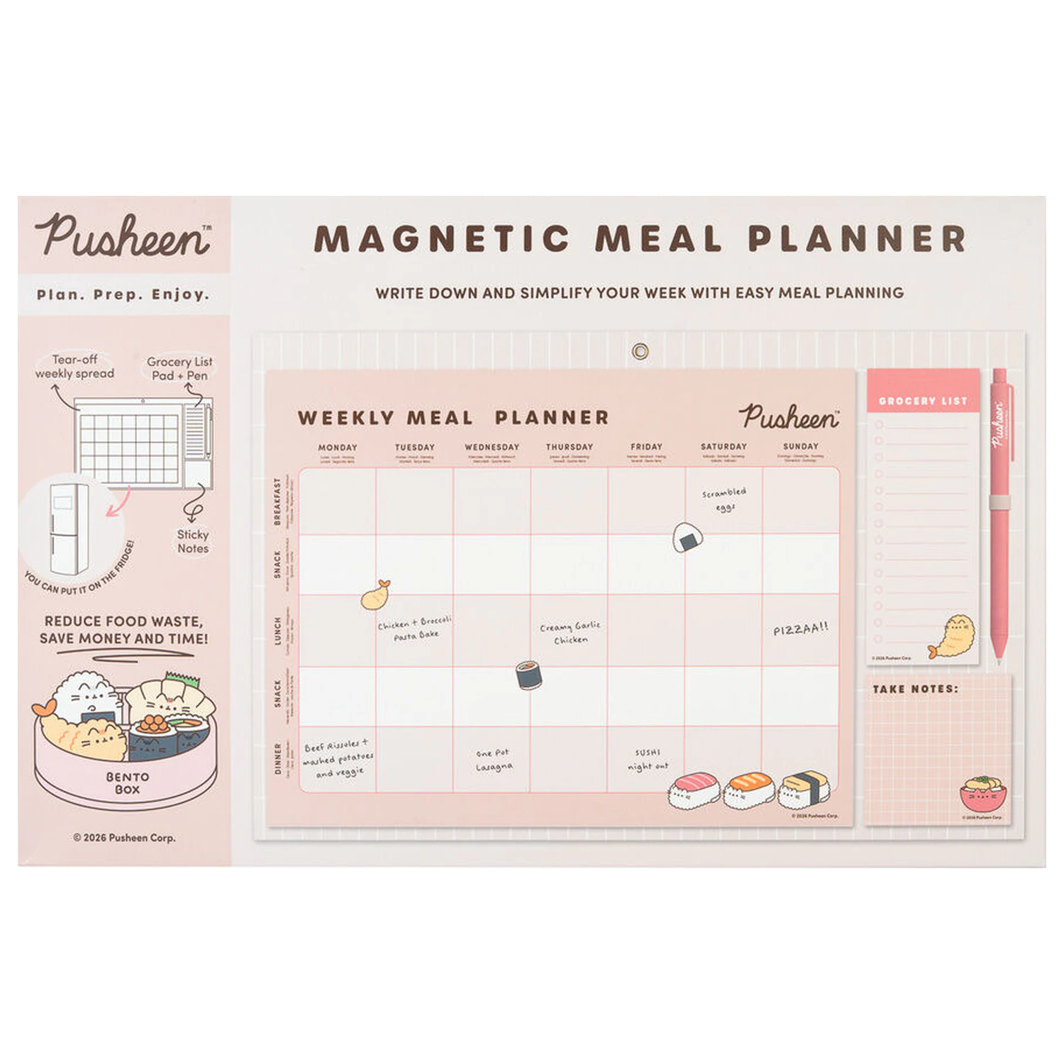 Pusheen Sushi Roll magnetic meal planner poza produsului