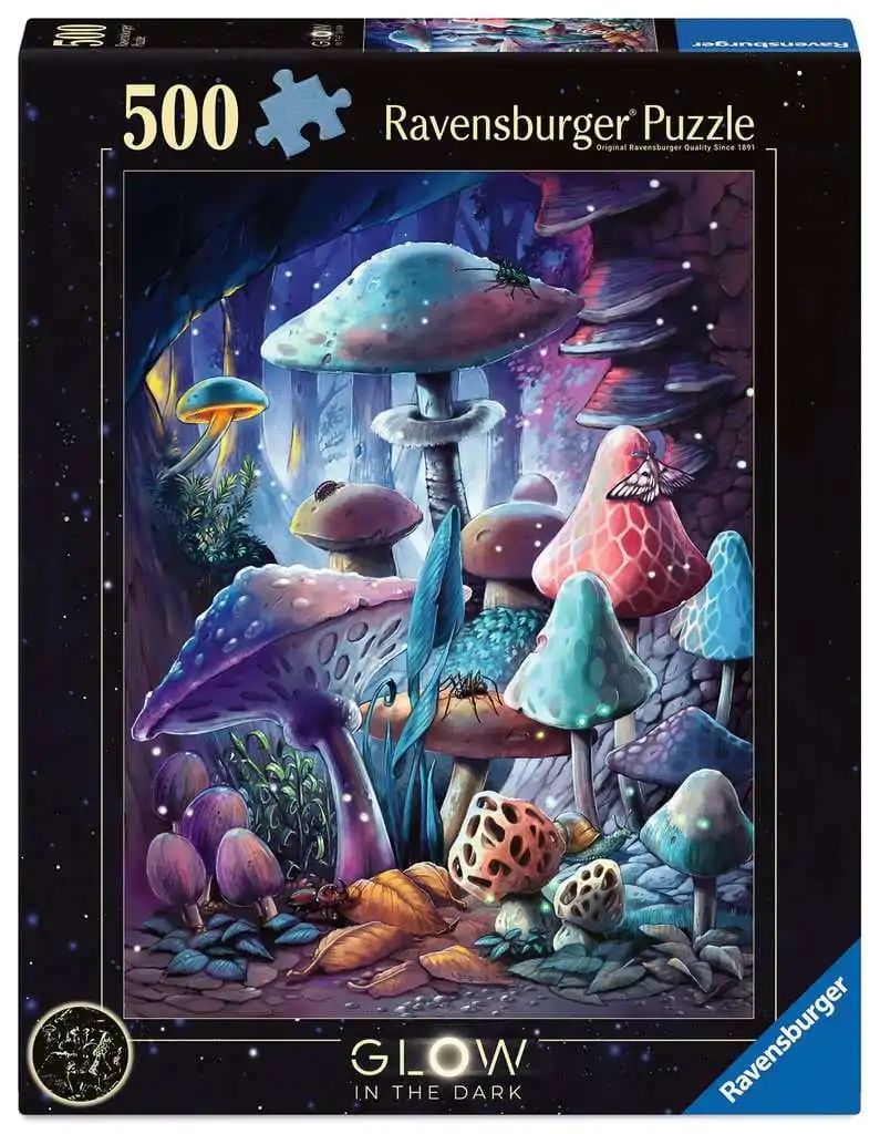 Ravensburger Glow-in-the-Dark Puzzle Jigsaw Moonlight Mushrooms (500 piese) poza produsului