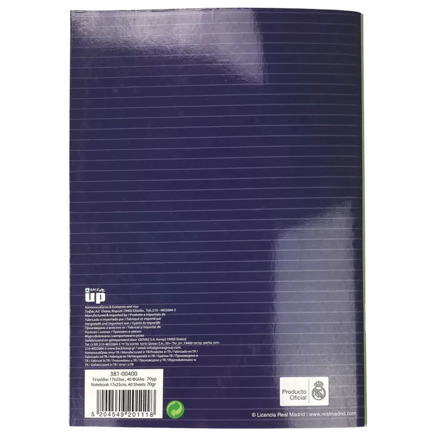 Real Madrid Blue B/5 Lined caiet, 40 pagini poza produsului