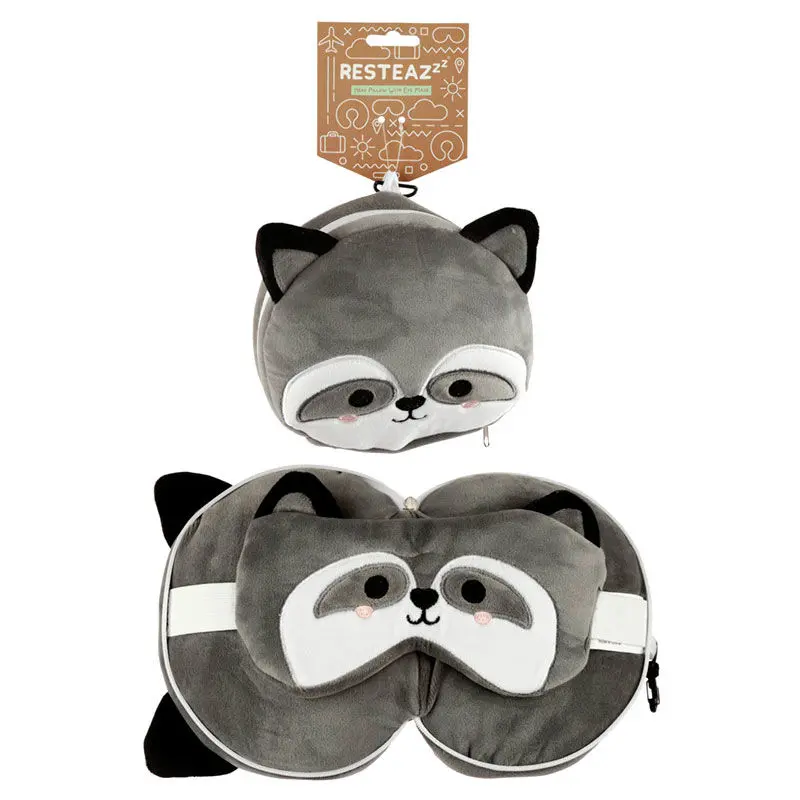 Relaxeazzz Raccoon pernă de călătorie rotundă și mască pentru ochi poza produsului