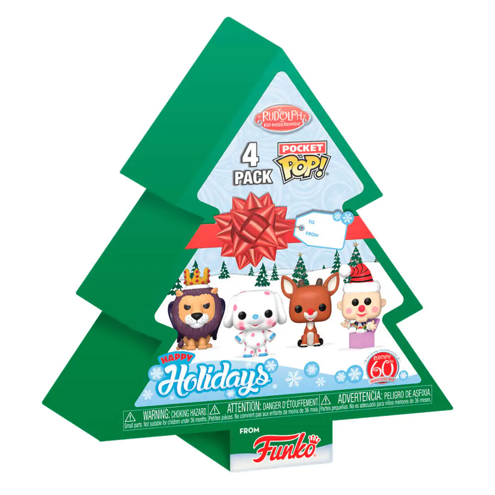 Rudolph Holiday 2024 Brelocuri Funko POP! de buzunar din vinil Set de 4 Bucăți Cutie de sărbători tip pom 4 cm poza produsului