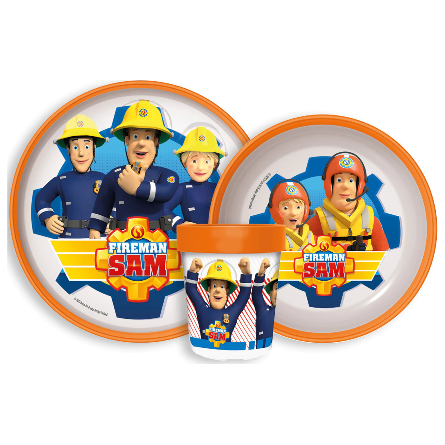 Fireman Sam Rescue Mission Set de vesela anti-alunecare, Micro Plastic Set poza produsului