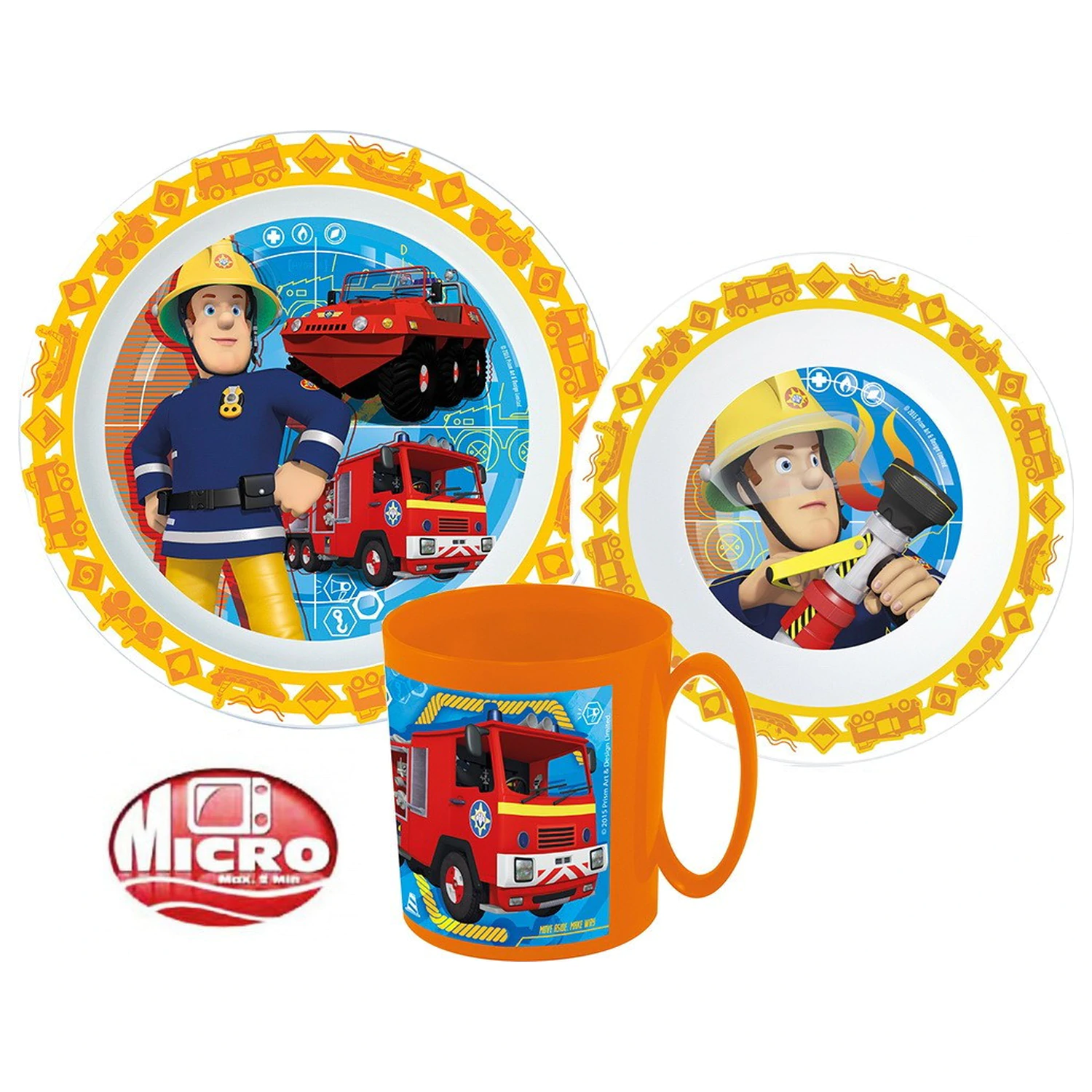 Set de vase Fireman Sam Rescue Mission, set micro plastic cu cana de 350 ml poza produsului
