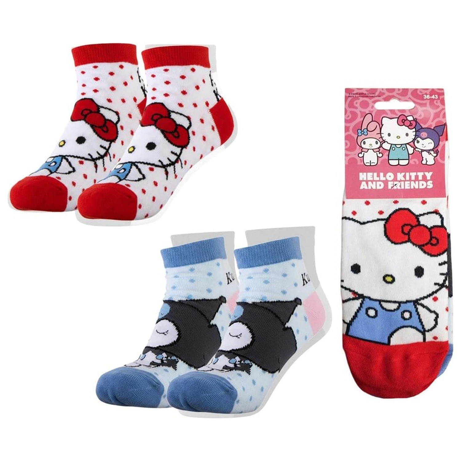 Sanrio Șosete Pachet 2 Hello Kitty Scurt 36-43 poza produsului