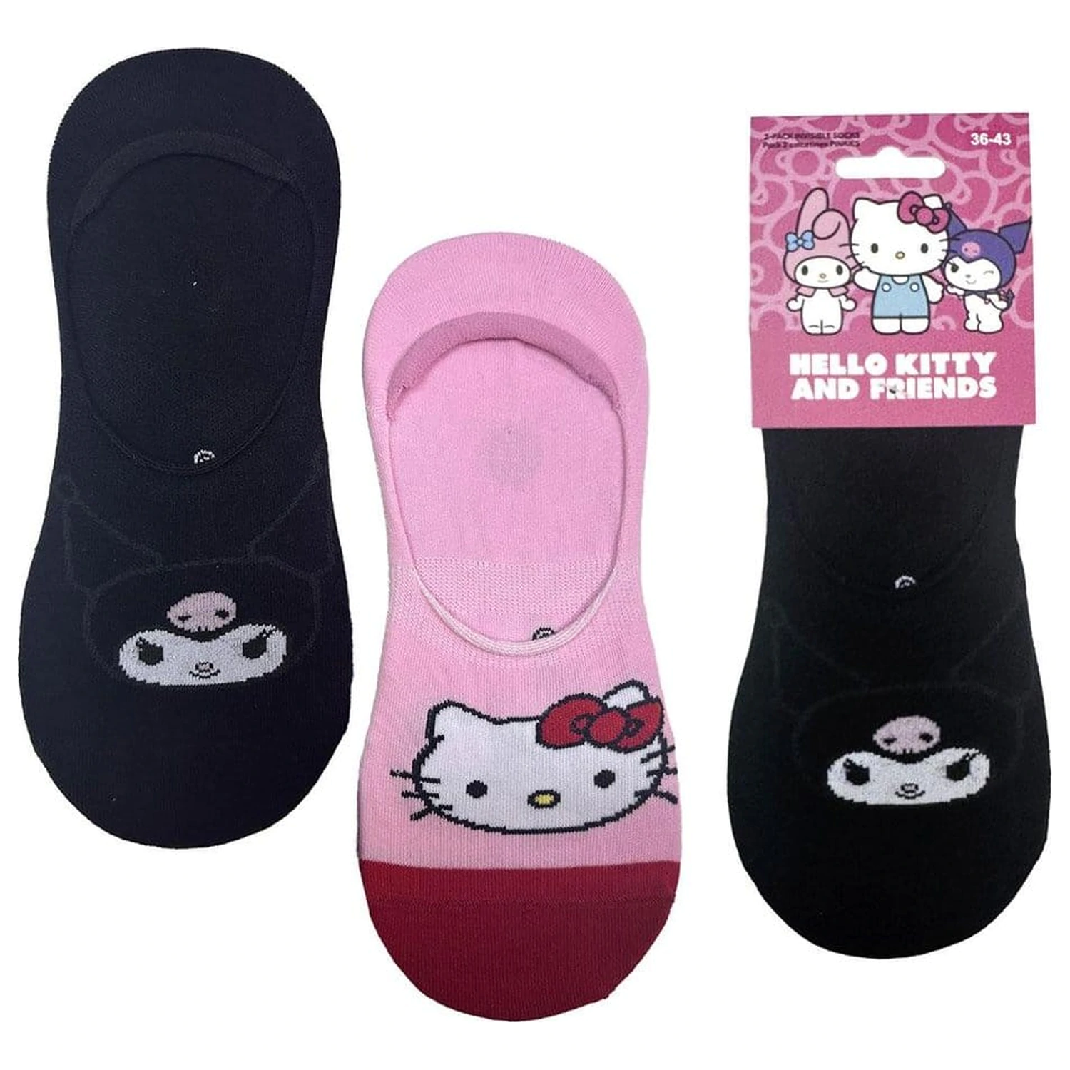Sanrio Șosete Pachet de 2 Hello Kitty Pinkies 36-43 poza produsului
