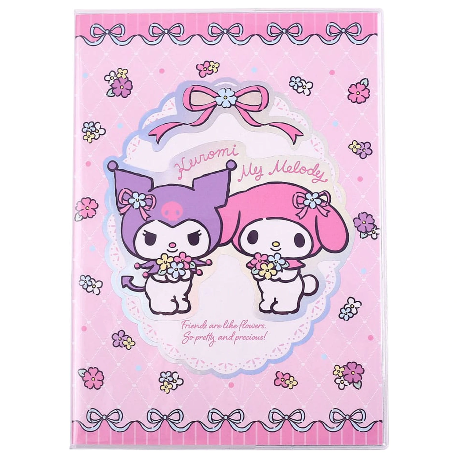 Sanrio Notebook Kuromi & My Melody Pastel Flower Holographic Checkered poza produsului