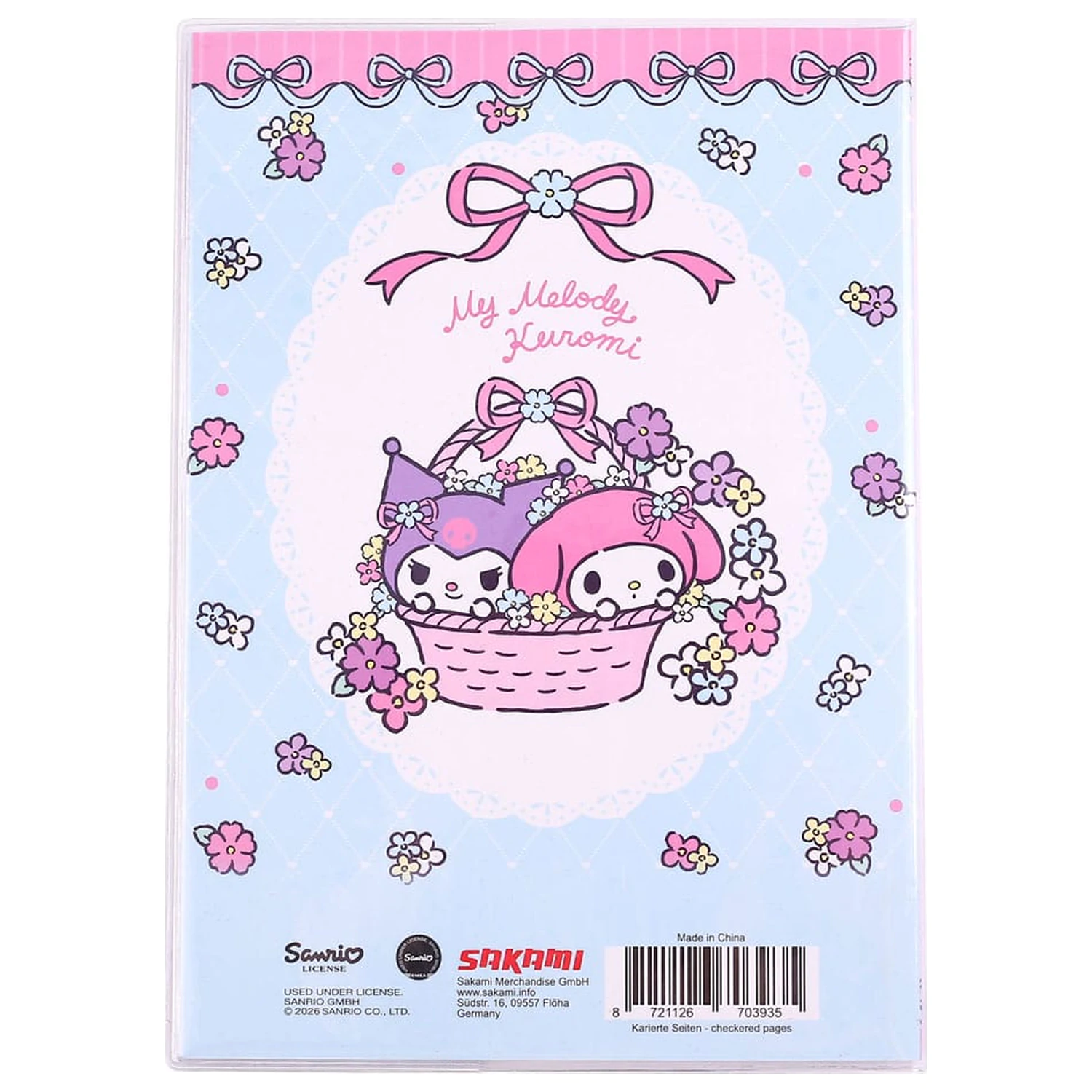 Sanrio Notebook Kuromi & My Melody Pastel Flower Holographic Checkered poza produsului
