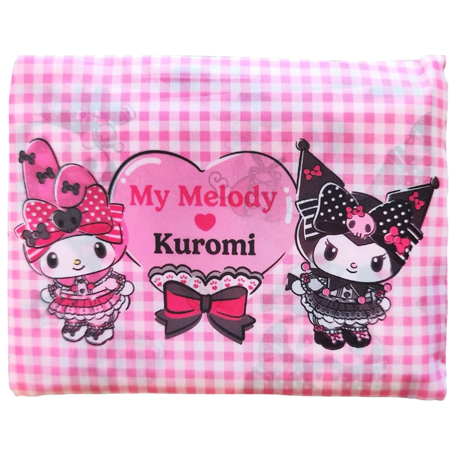 Sanrio Pink Black Party Series Tote Bag Kuromi & My Melody Pliabilă poza produsului