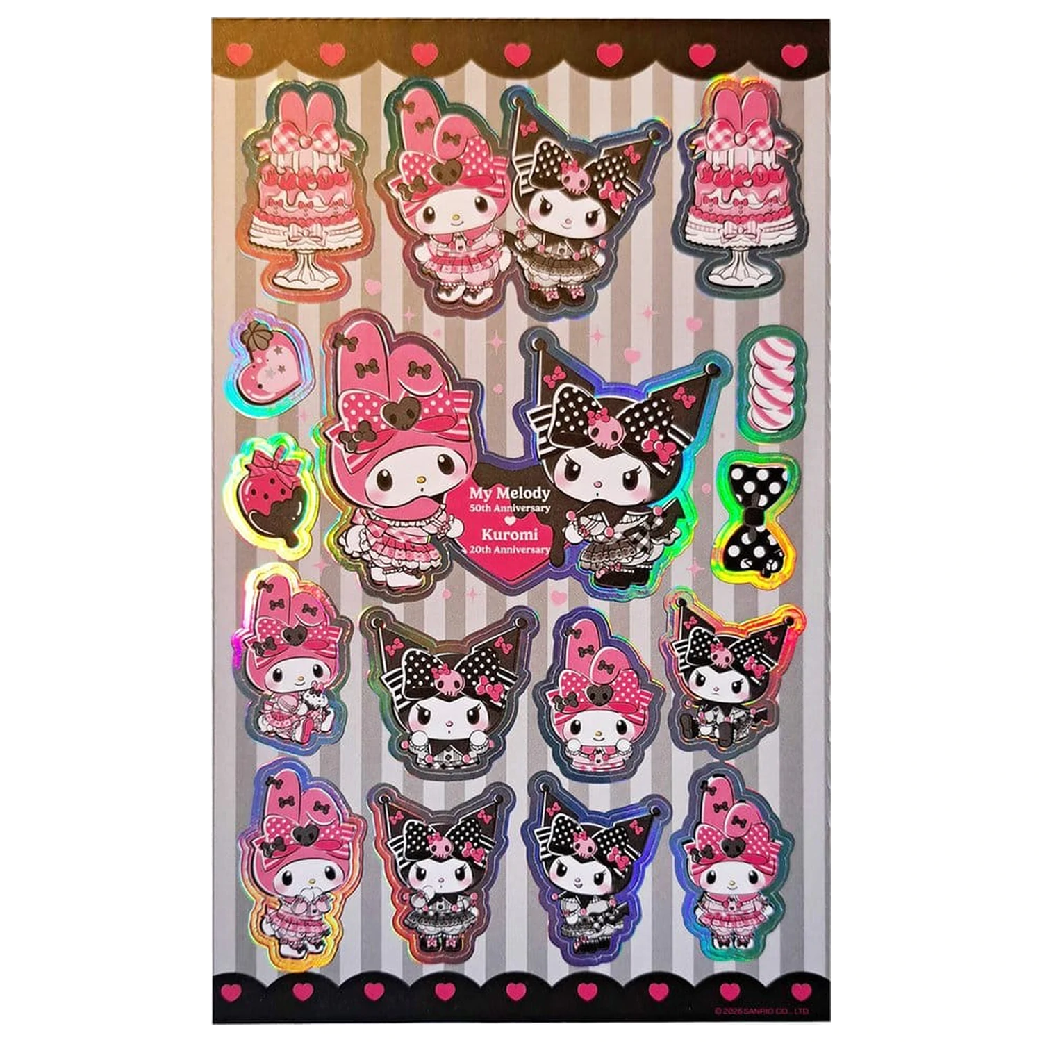 Sanrio Pink Black Party Series Sticker Pack Kuromi & My Melody Pachet de autocolante poza produsului