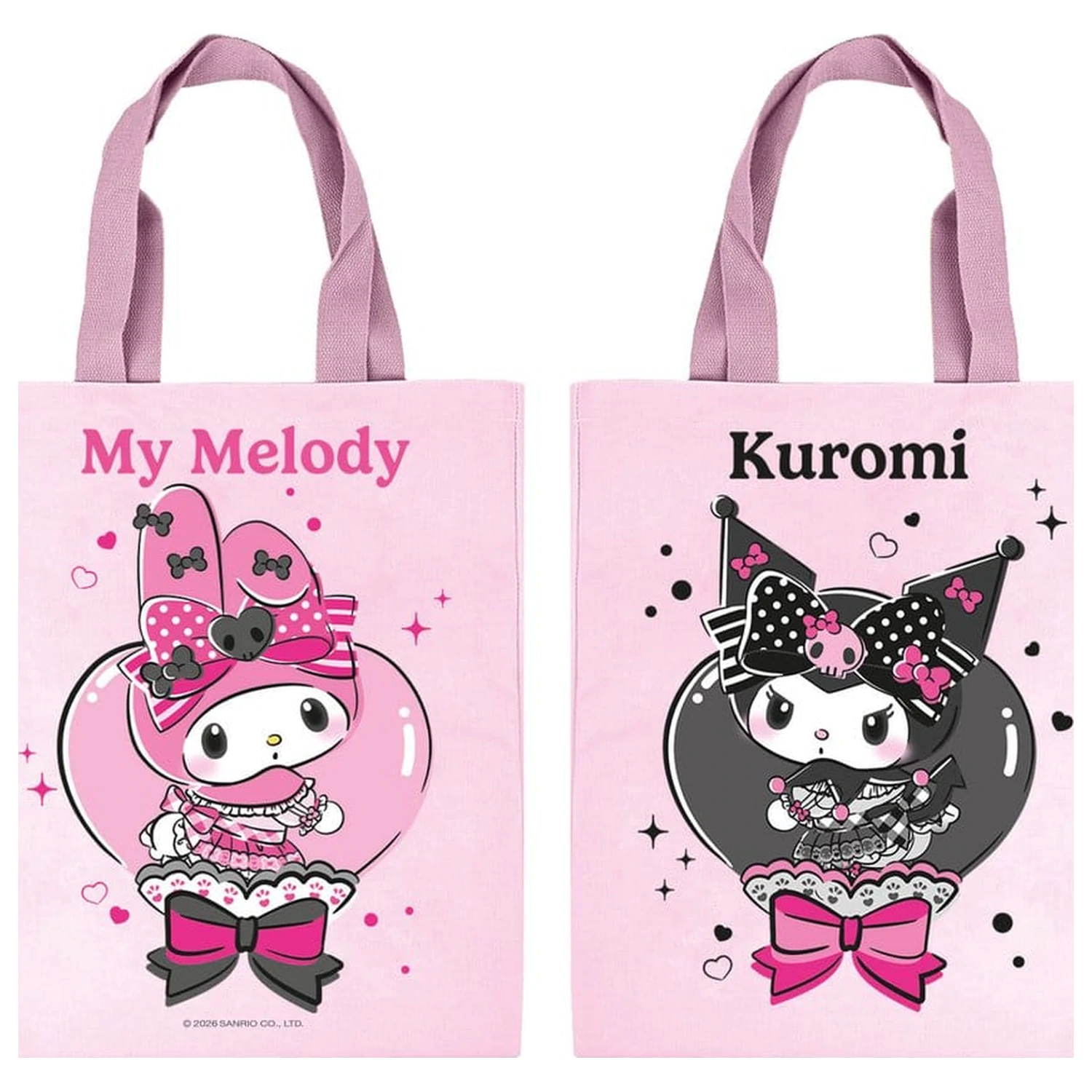 Sanrio Pink Black Party Series Geanta tip tote My Melody & Kuromi poza produsului