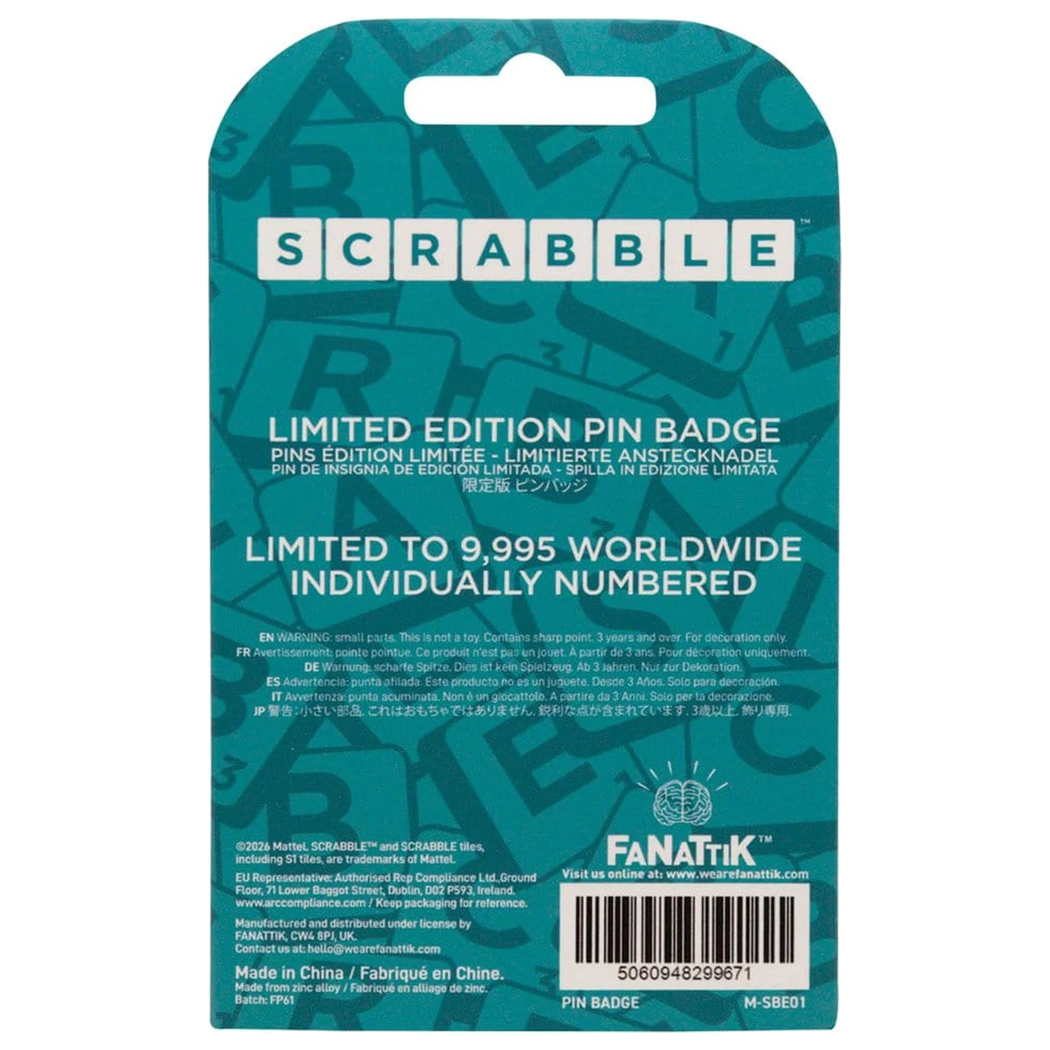 Scrabble Pin Badge Word Nerd Editie Limitata poza produsului