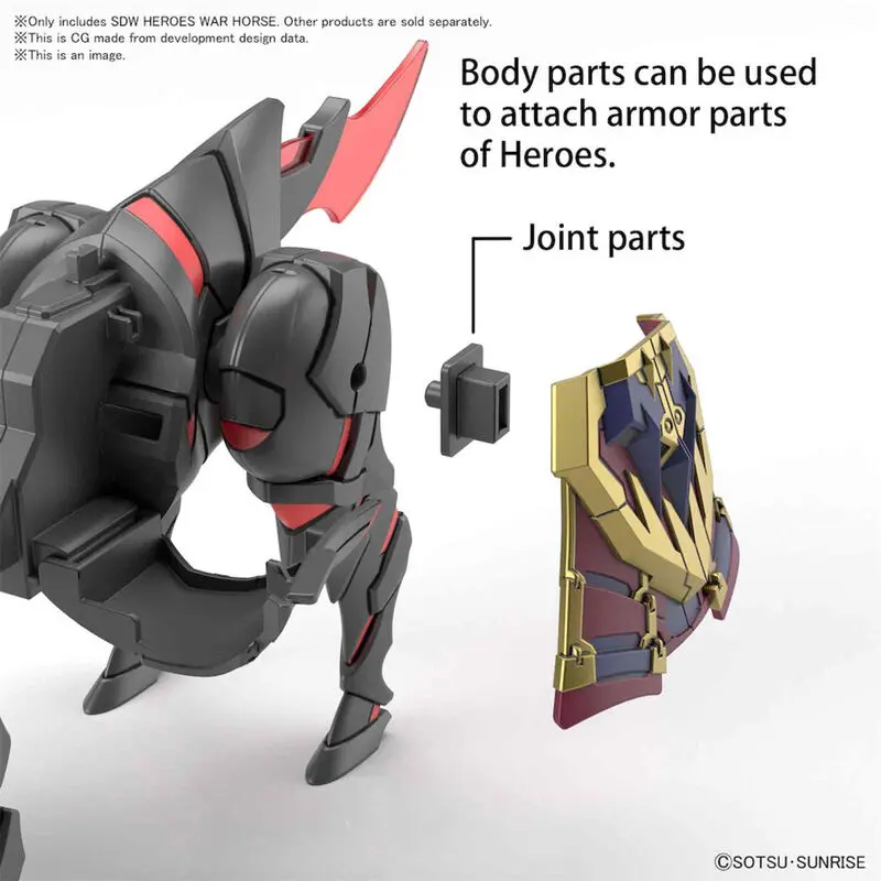 Kit figurina macheta SD Gundam World Heroes War Horse poza produsului