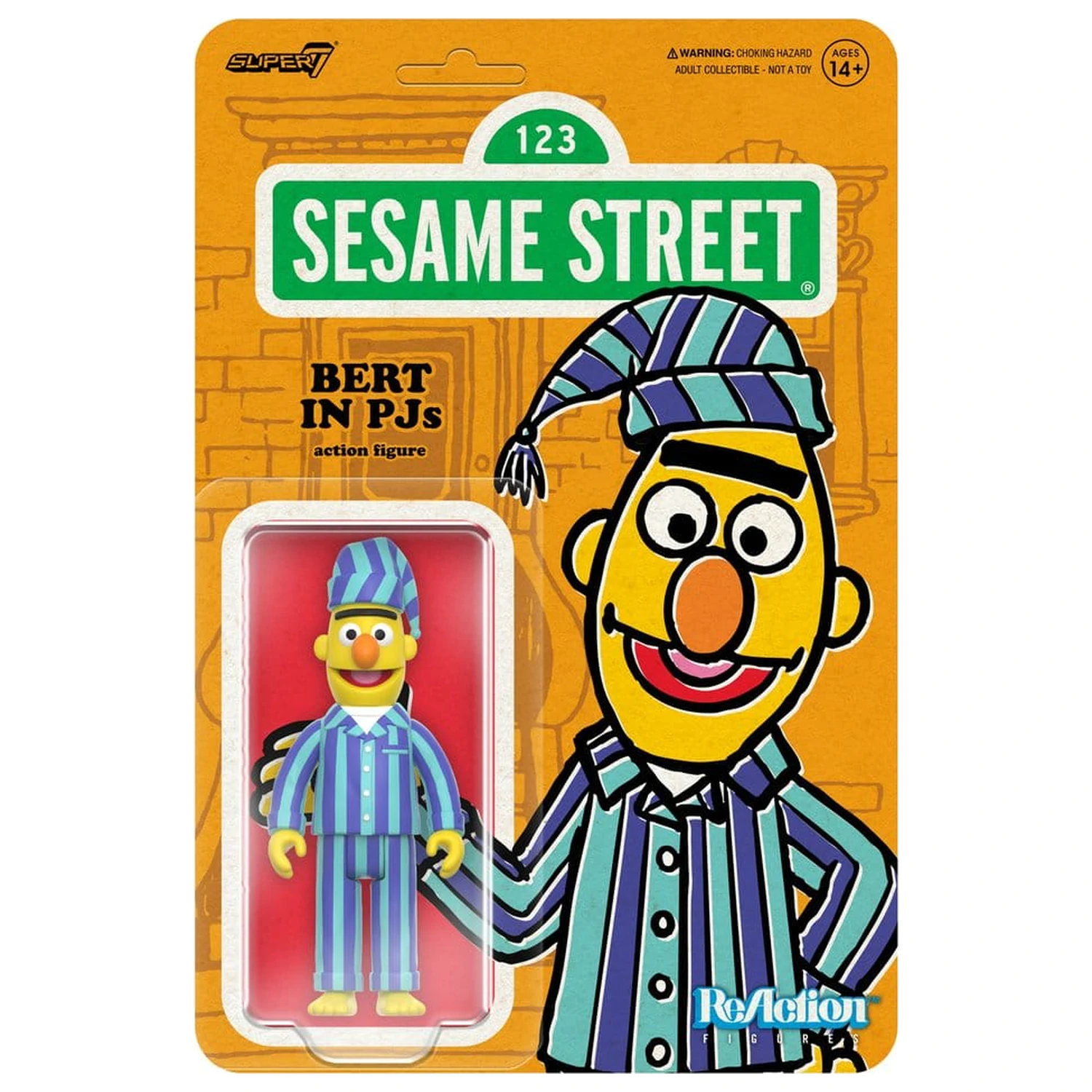 Sesame Street ReAction figurina de acțiune Wave 06 Bert (PJ) 10 cm poza produsului