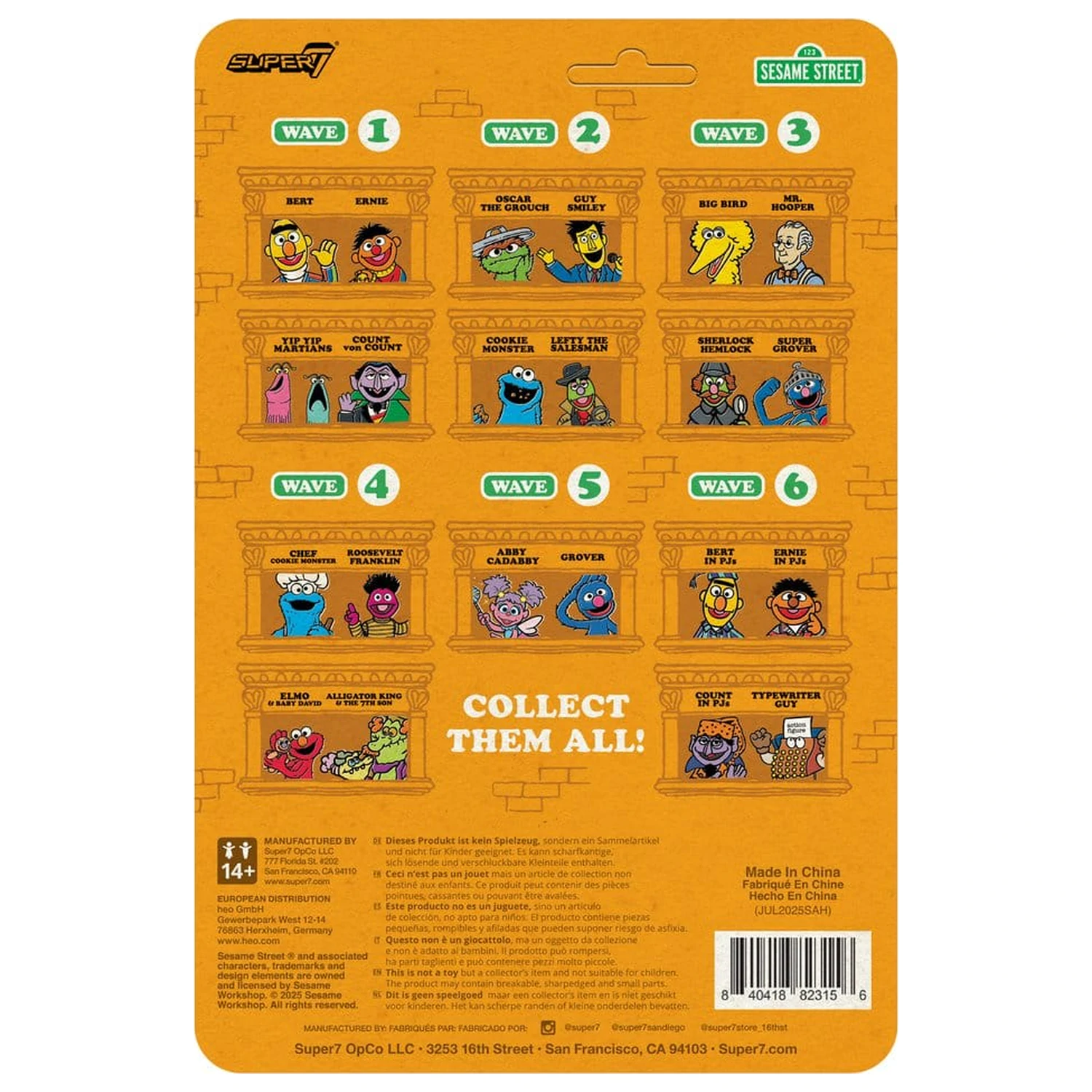 Sesame Street ReAction figurina de acțiune Wave 06 Bert (PJ) 10 cm poza produsului