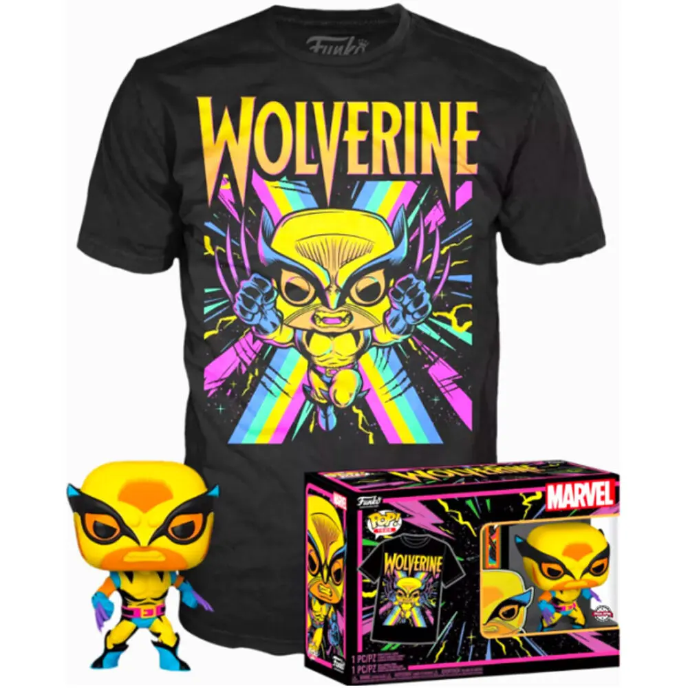 figurina Funko POP! & tricou box Marvel Wolverine Black Light poza produsului