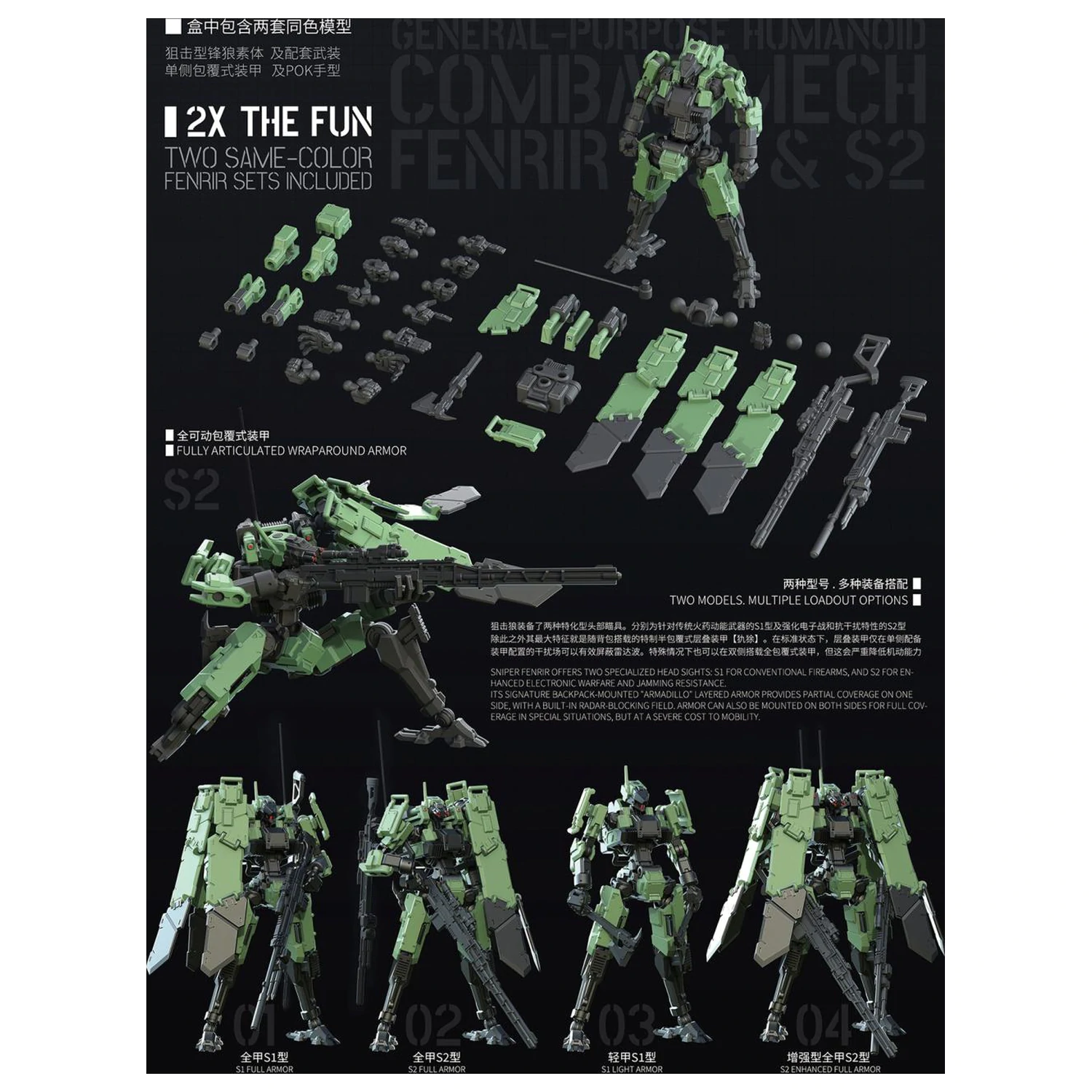 Kit model Sheik Mainland Sniping Type Fenrir (Green) 1/18 poza produsului