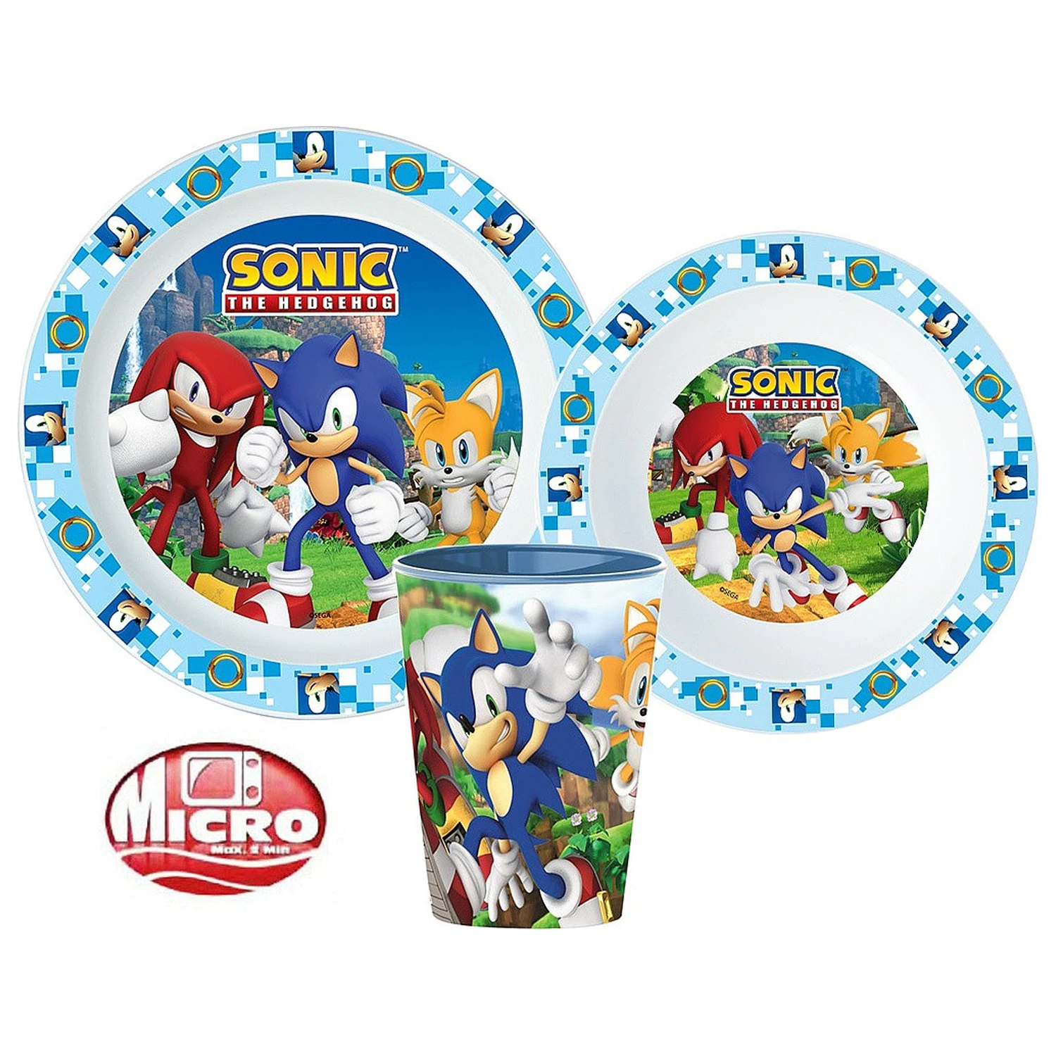 Sonic Adventure Set de mese, set micro plastic, cu pahar de 260 ml poza produsului