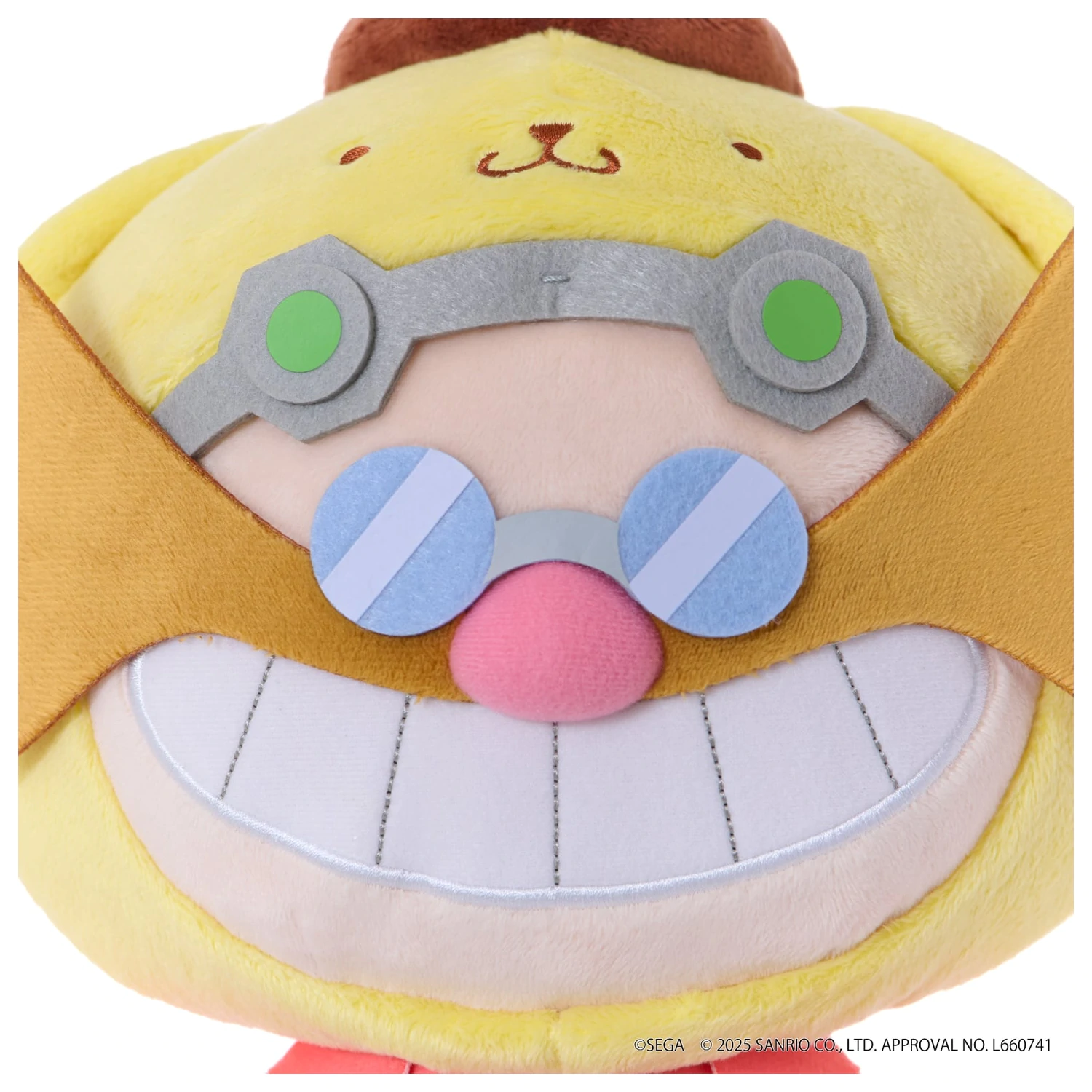 Jucarie de plus Sonic & Friends X Sanrio Dr. Eggman X Pompompurin 24cm poza produsului