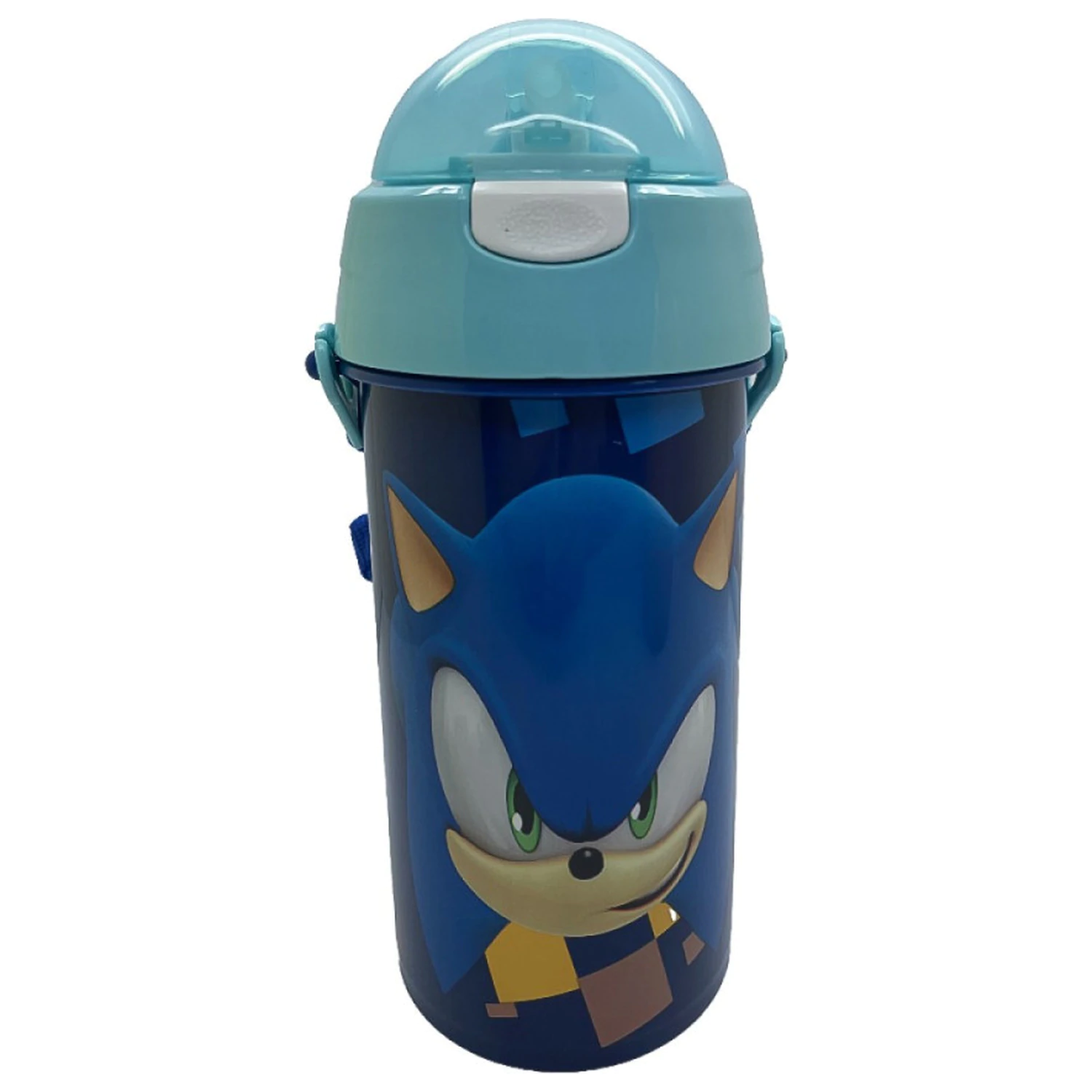 Sonic Speed Blue Sticla de apa din plastic cu pai si agatatoare 500 ml poza produsului