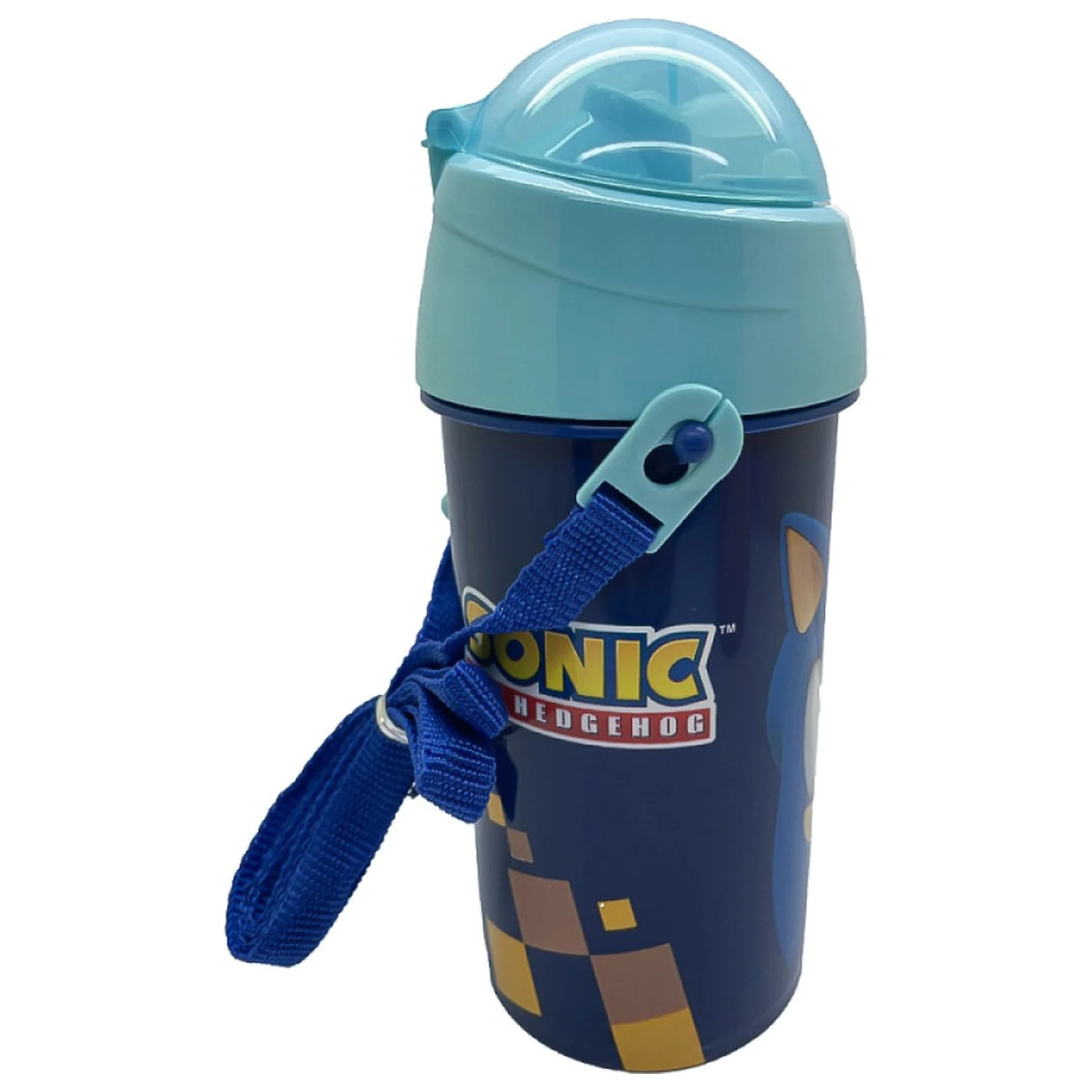 Sonic Speed Blue Sticla de apa din plastic cu pai si agatatoare 500 ml poza produsului